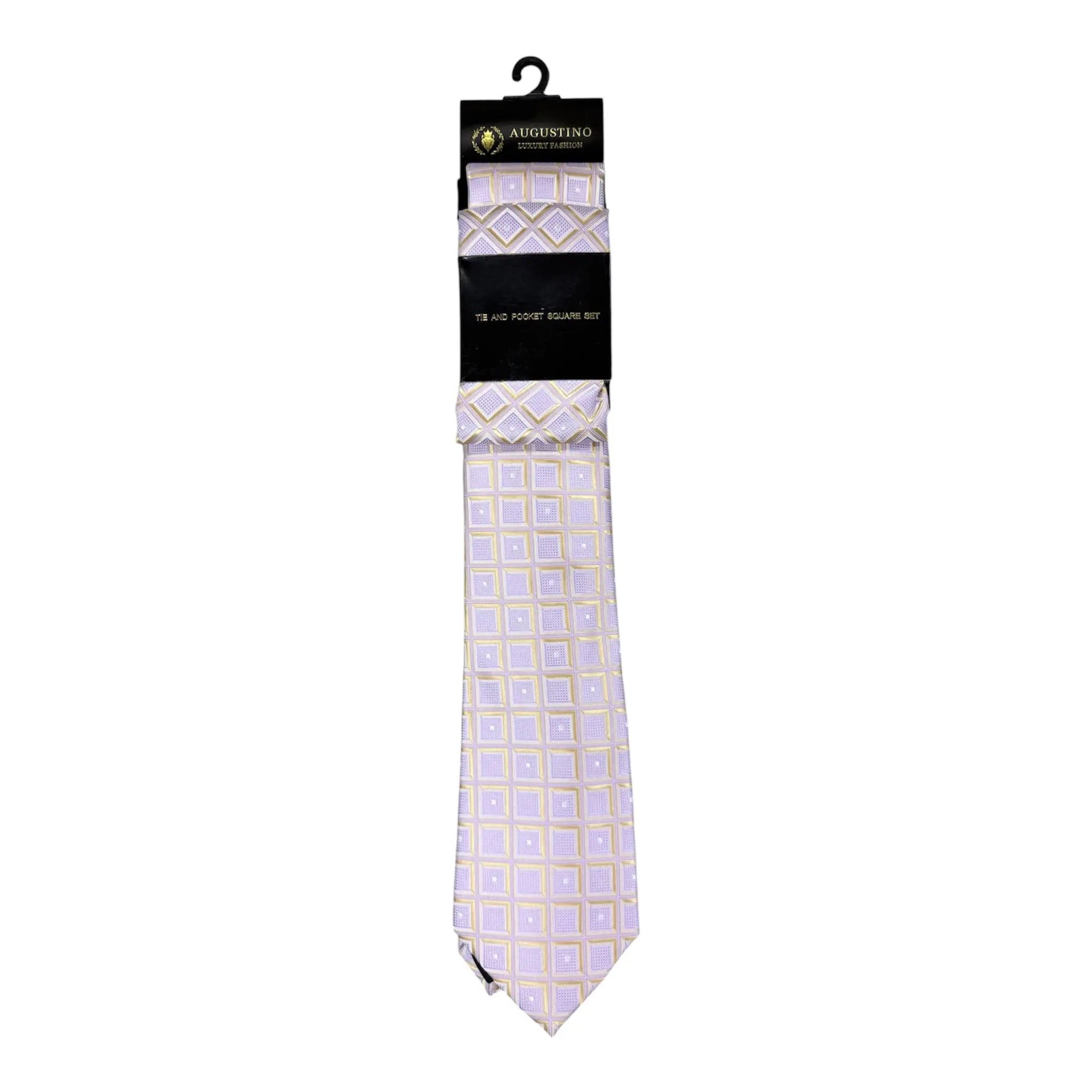 Floral and Geometric Design Augustino Tie and Pocket Square Set Augustino