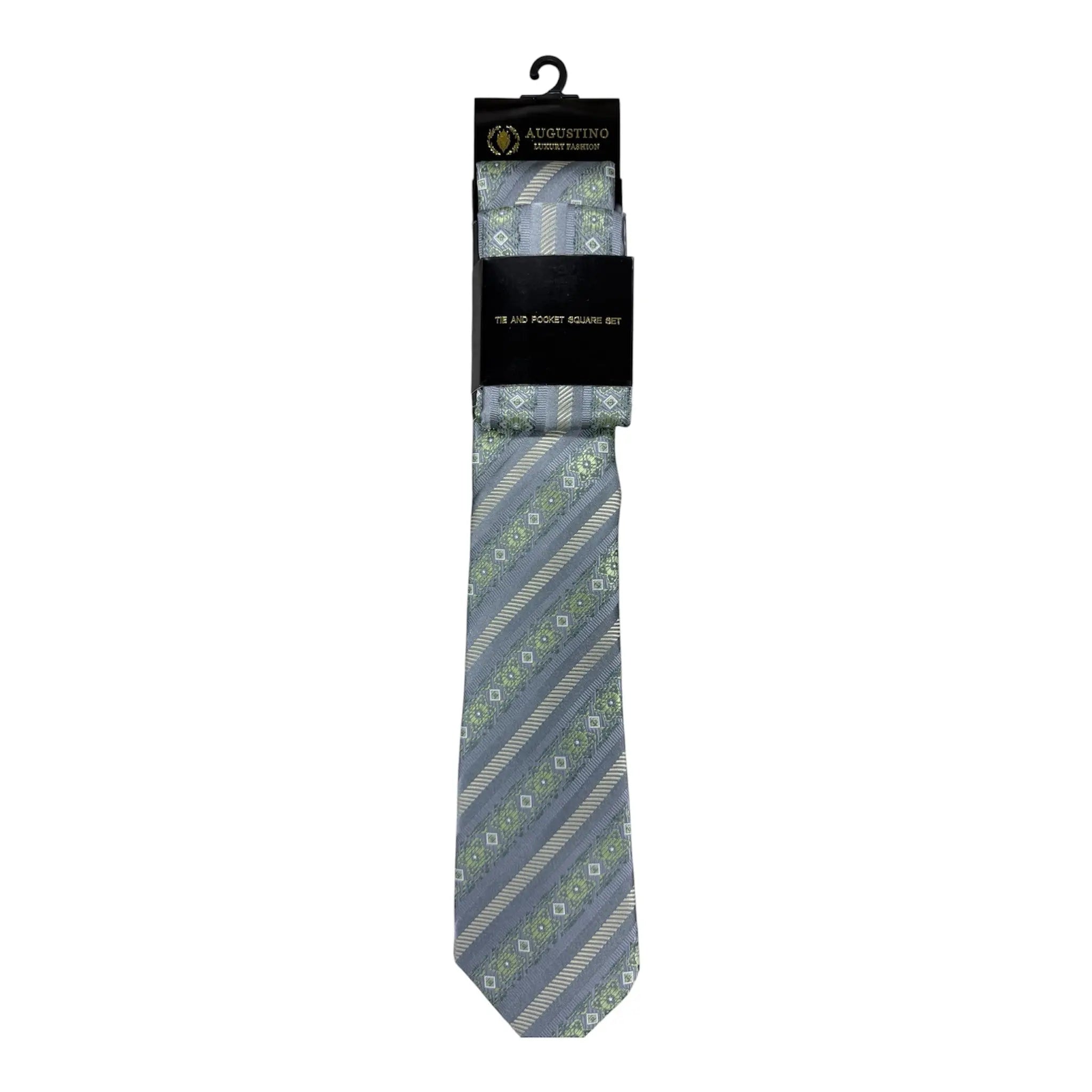 Striped Augustino Tie and Pocket Square Set Augustino
