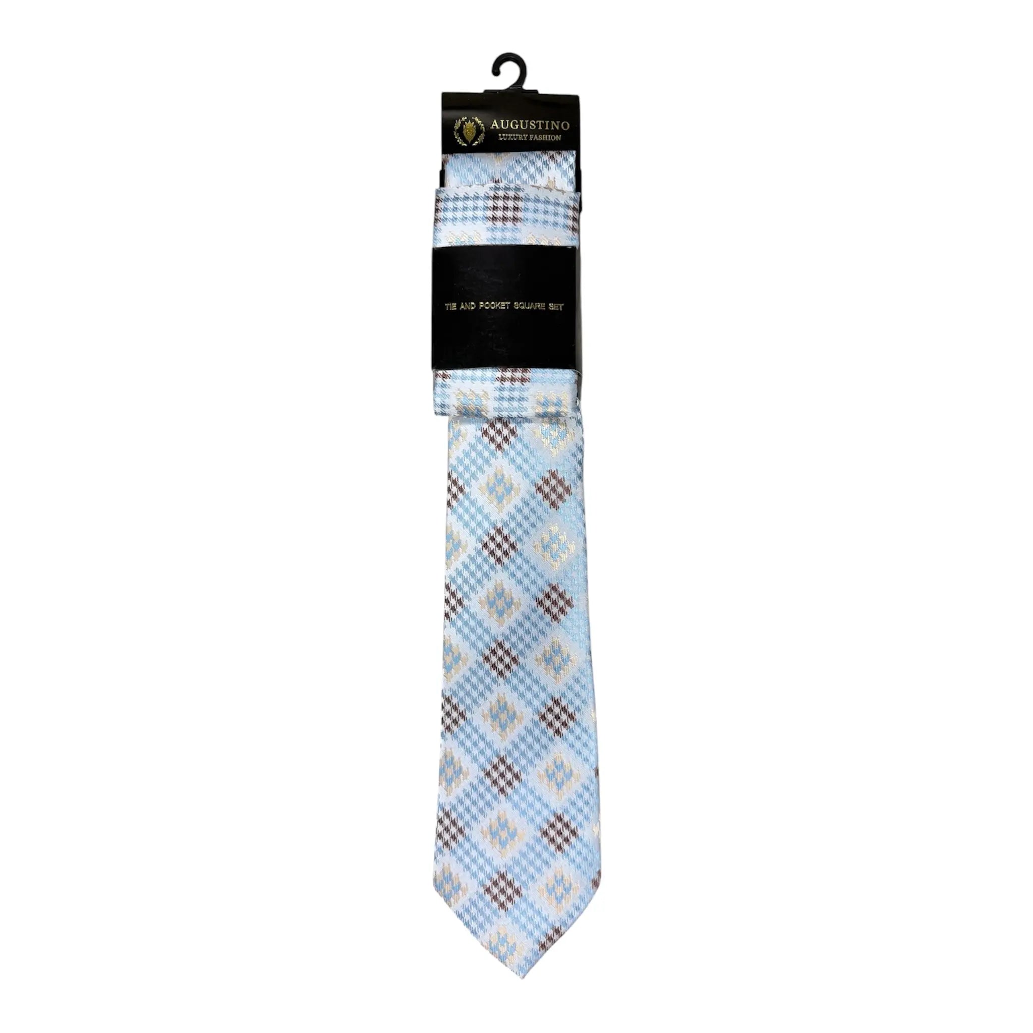 Floral and Geometric Design Augustino Tie and Pocket Square Set Augustino