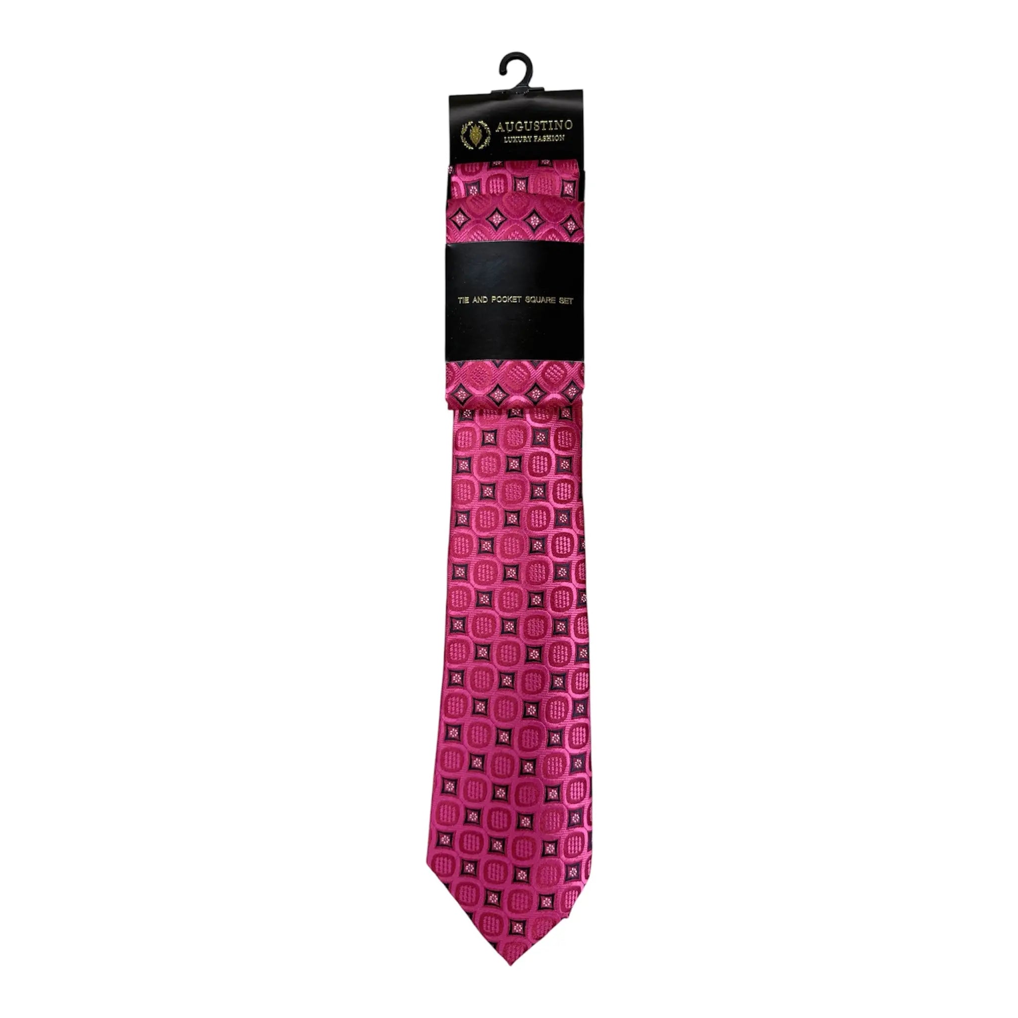 Floral and Geometric Design Augustino Tie and Pocket Square Set Augustino
