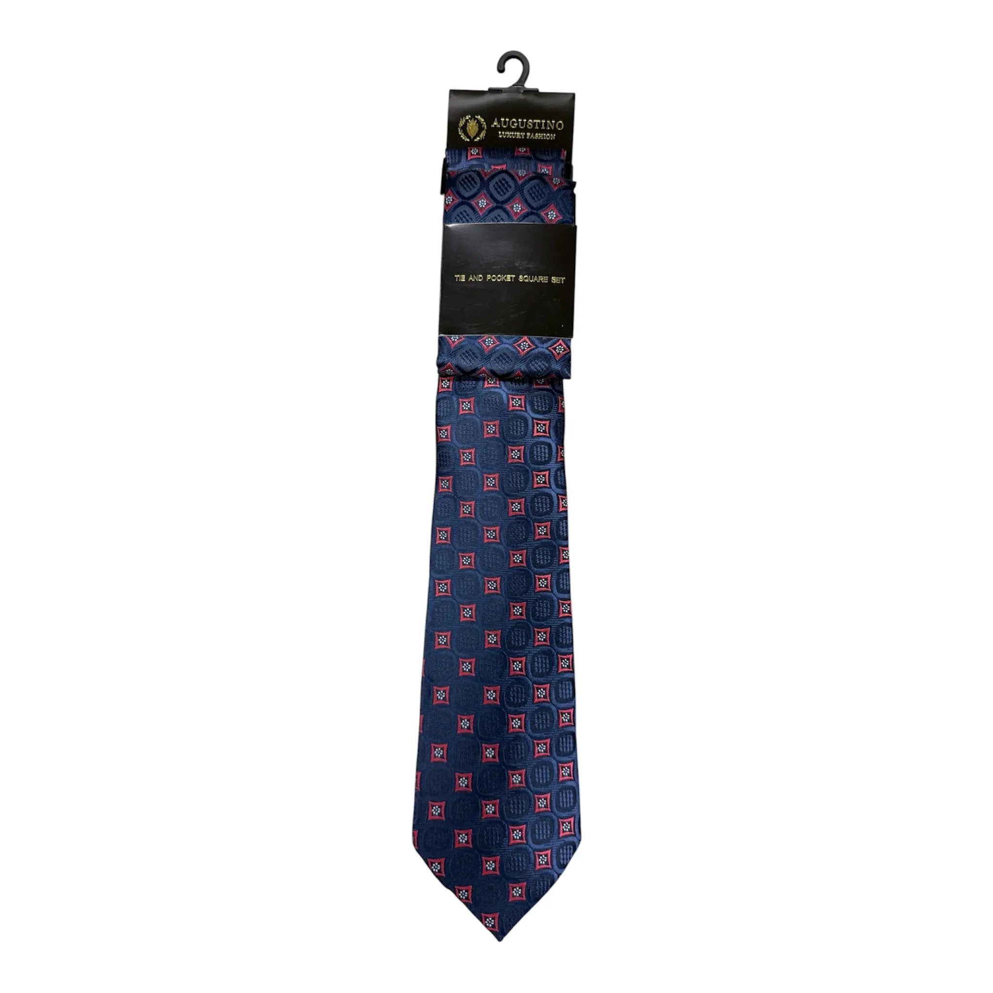 Floral and Geometric Design Augustino Tie and Pocket Square Set Augustino