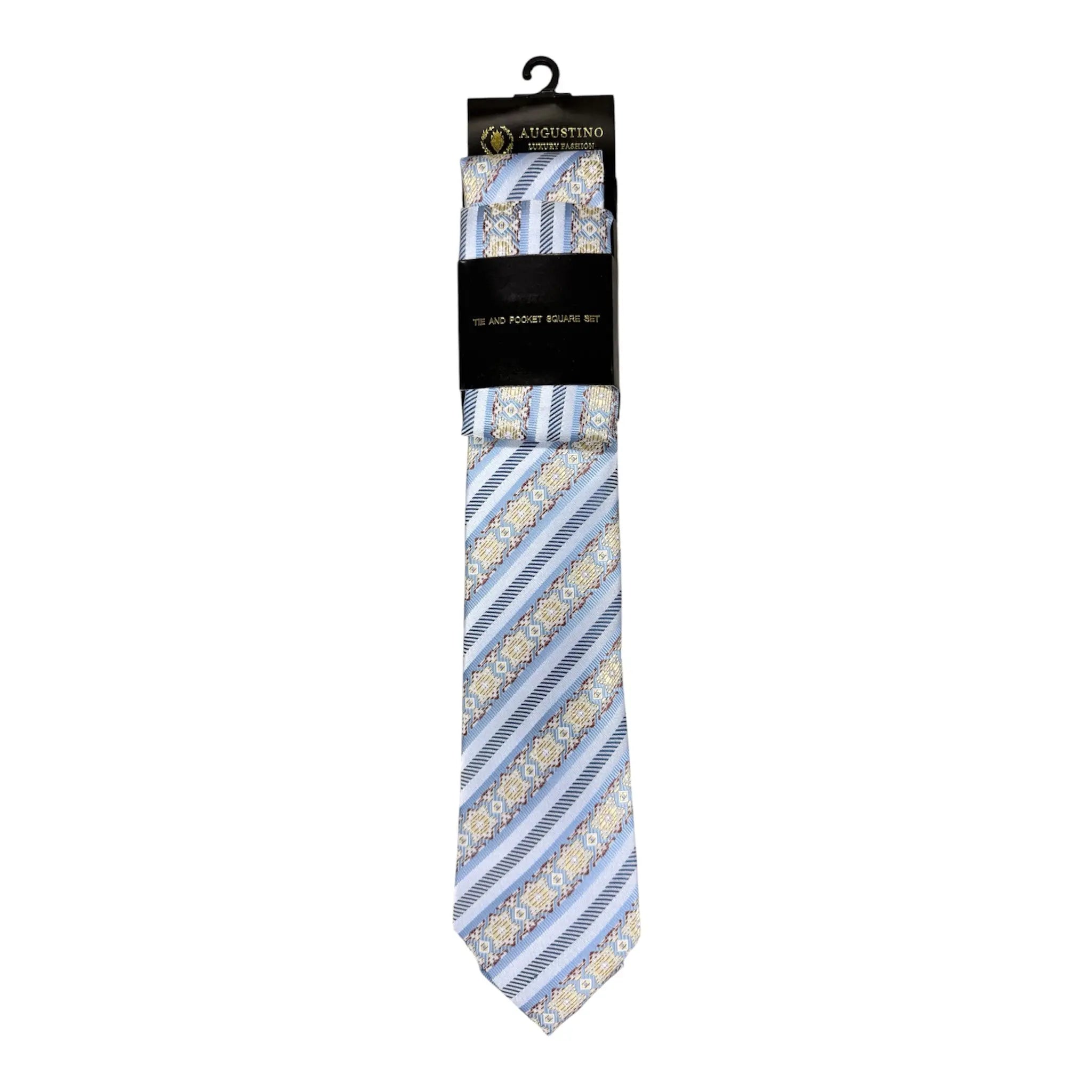 Striped Augustino Tie and Pocket Square Set Augustino