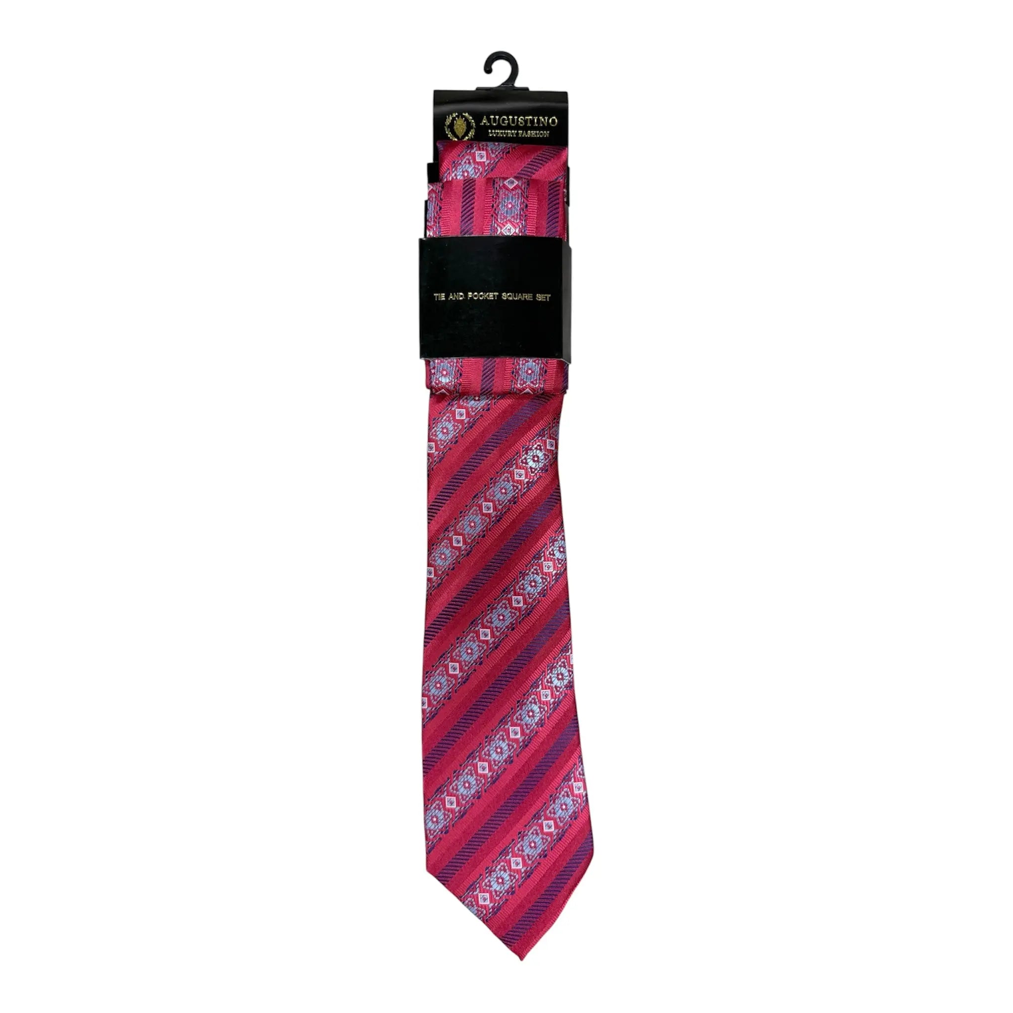 Striped Augustino Tie and Pocket Square Set Augustino