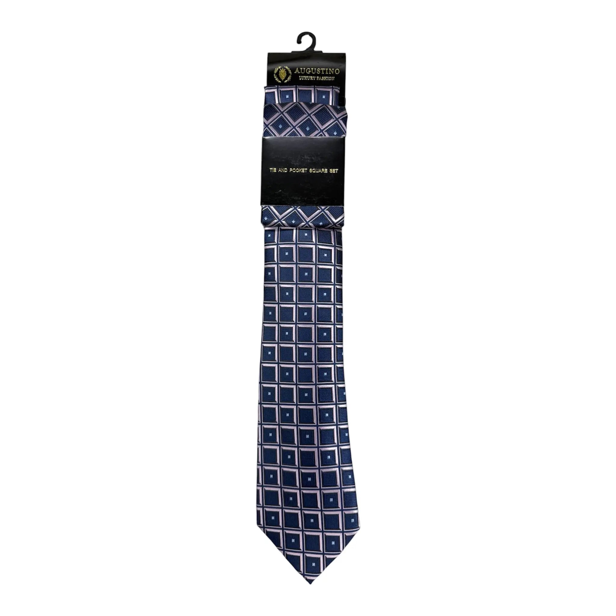 Floral and Geometric Design Augustino Tie and Pocket Square Set Augustino