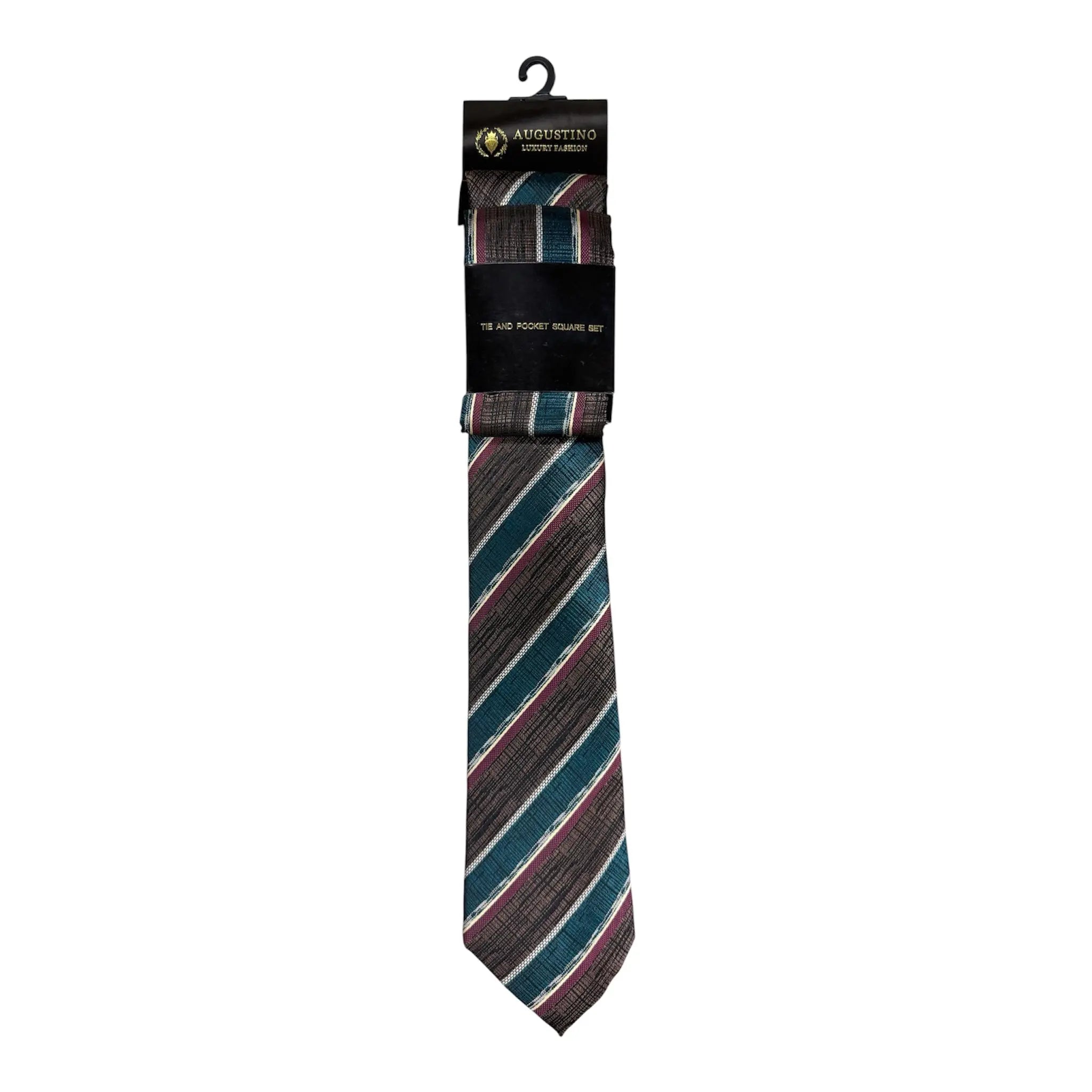 Striped Augustino Tie and Pocket Square Set Augustino