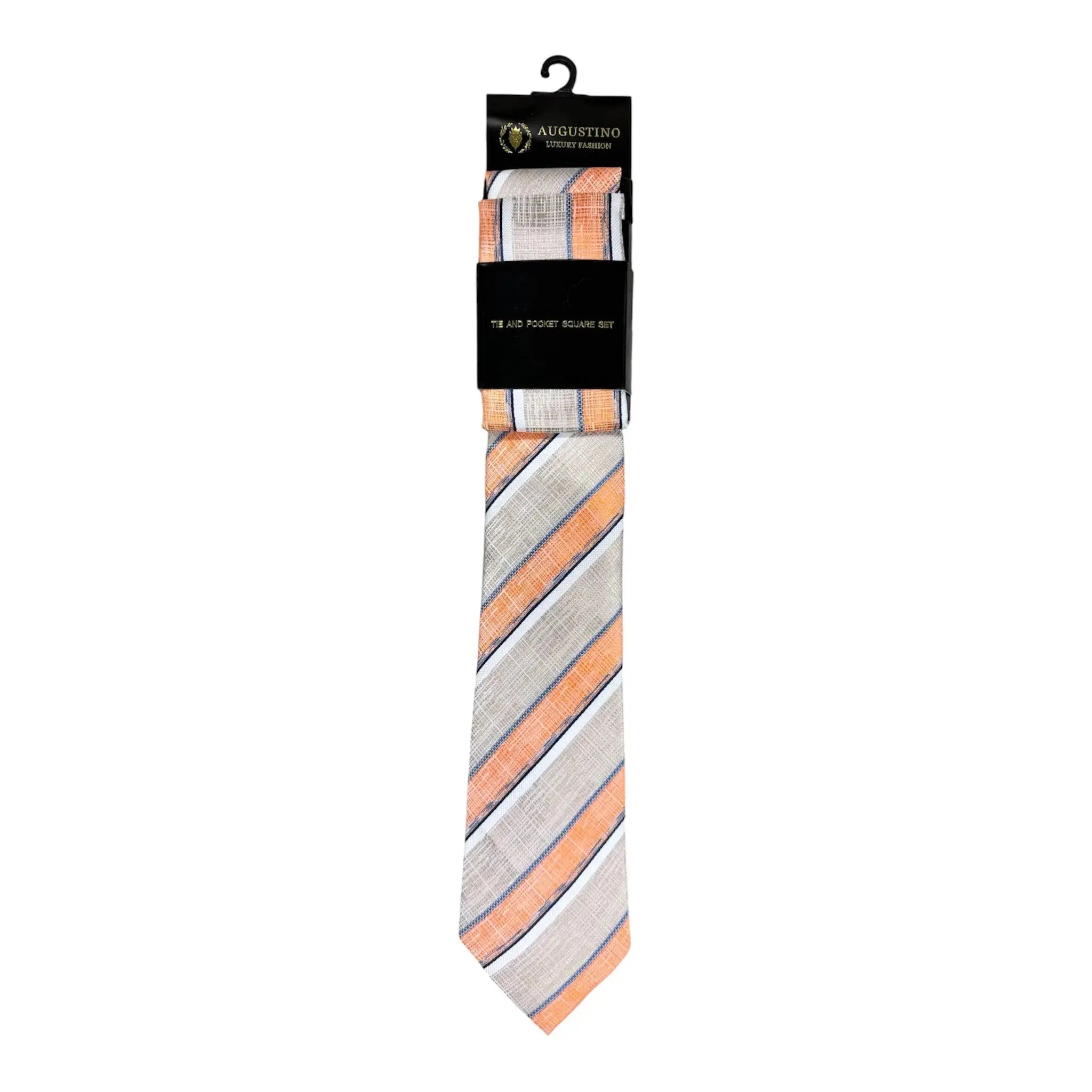 Striped Augustino Tie and Pocket Square Set Augustino