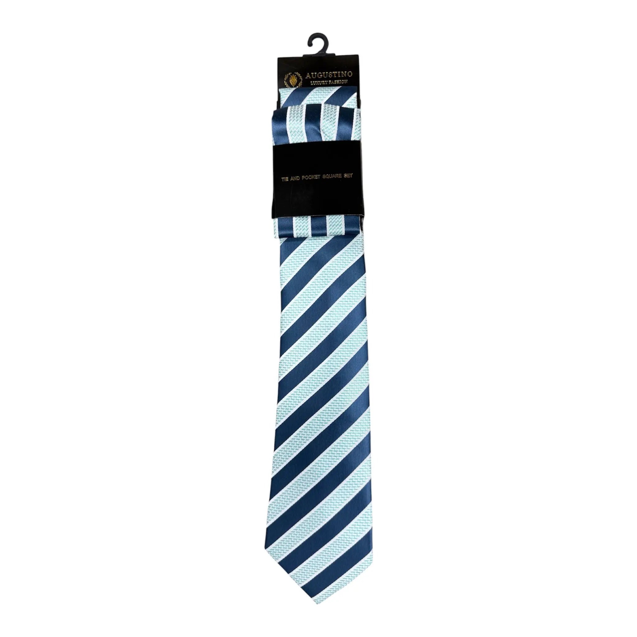 Striped Augustino Tie and Pocket Square Set Augustino