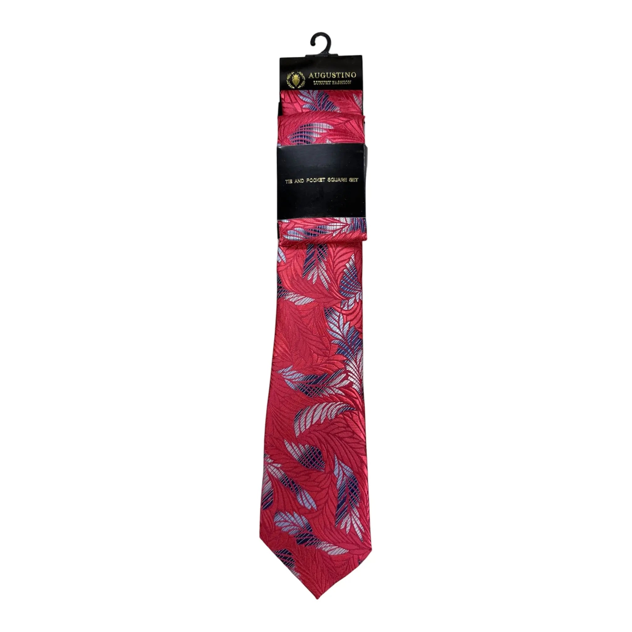 Floral and Geometric Design Augustino Tie and Pocket Square Set Augustino