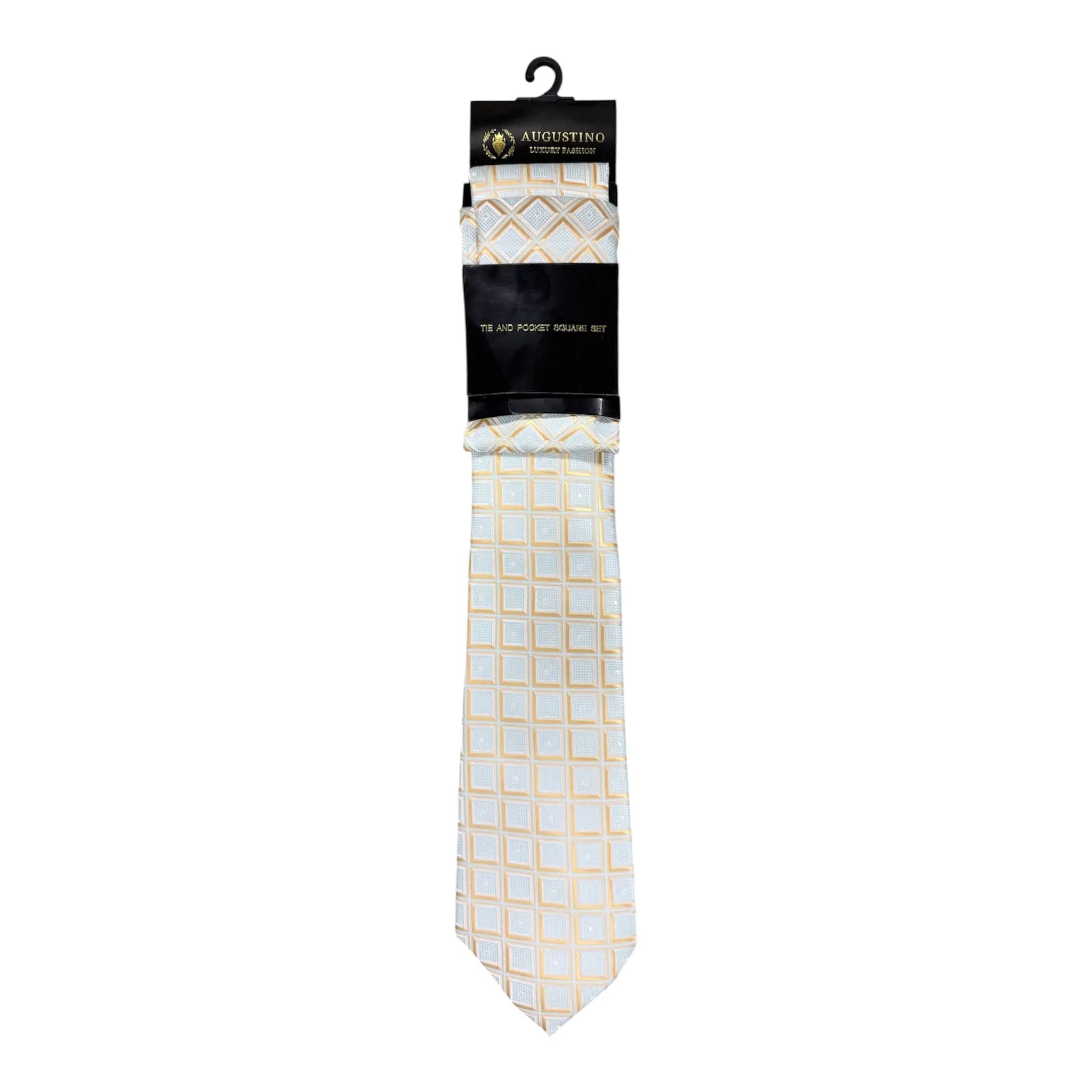 Floral and Geometric Design Augustino Tie and Pocket Square Set Augustino