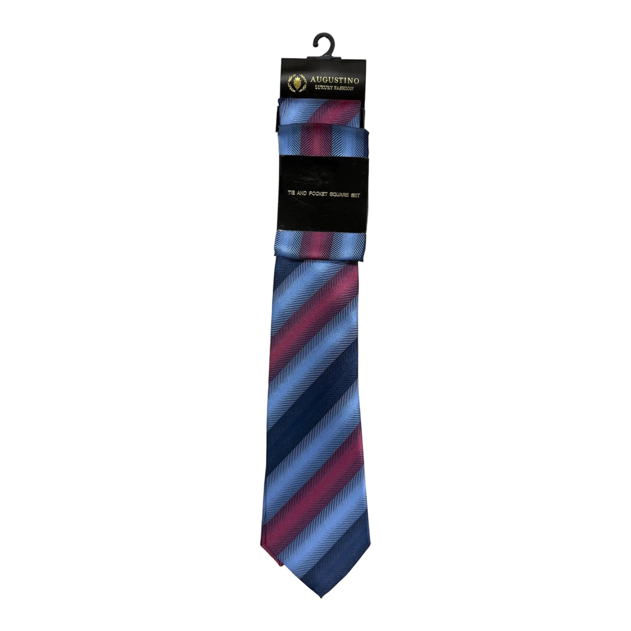 Striped Augustino Tie and Pocket Square Set Augustino