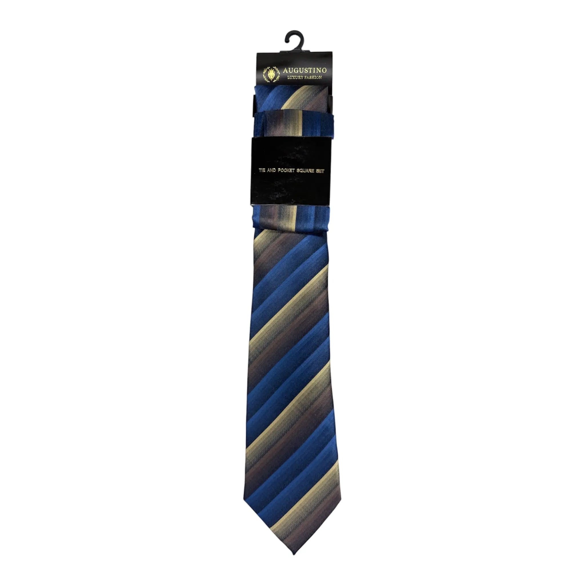 Striped Augustino Tie and Pocket Square Set Augustino