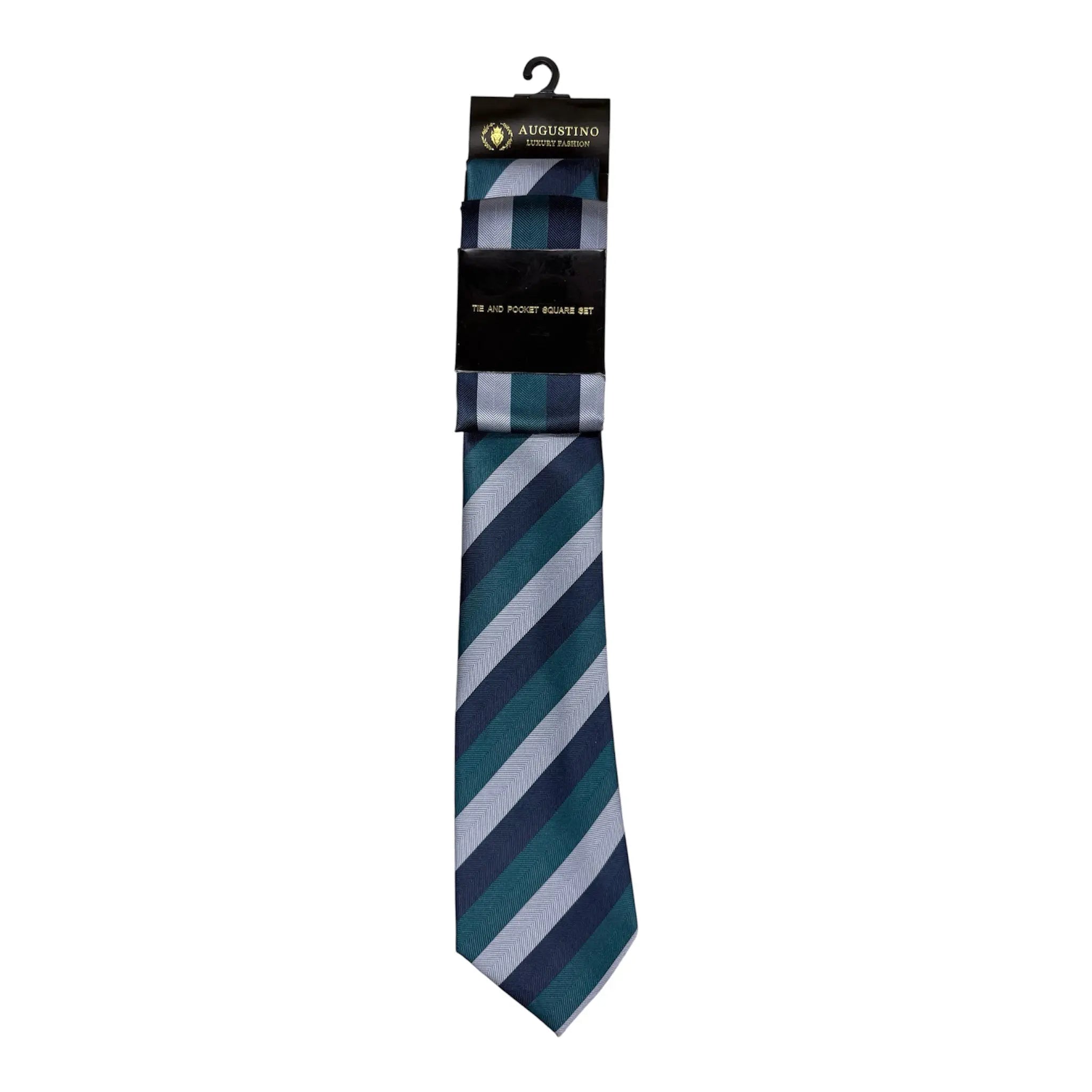 Striped Augustino Tie and Pocket Square Set Augustino