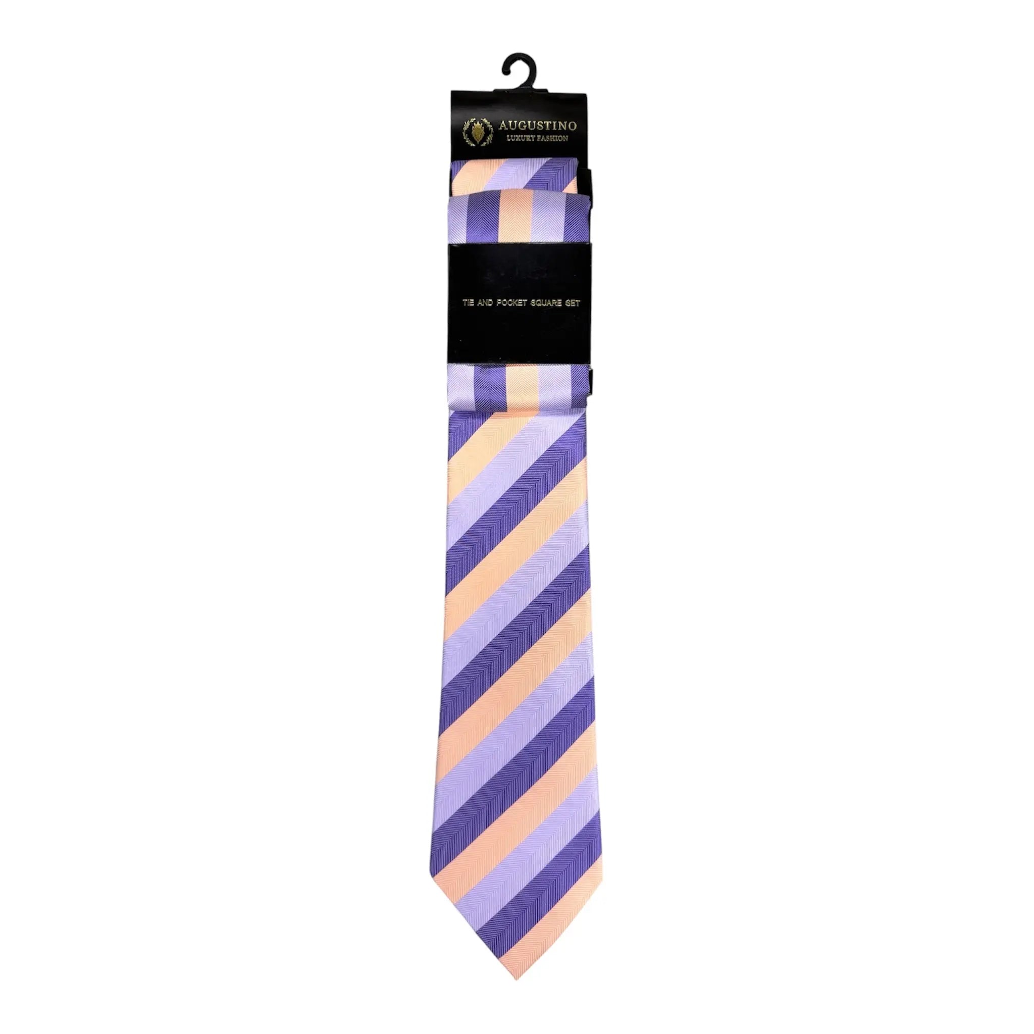 Striped Augustino Tie and Pocket Square Set Augustino