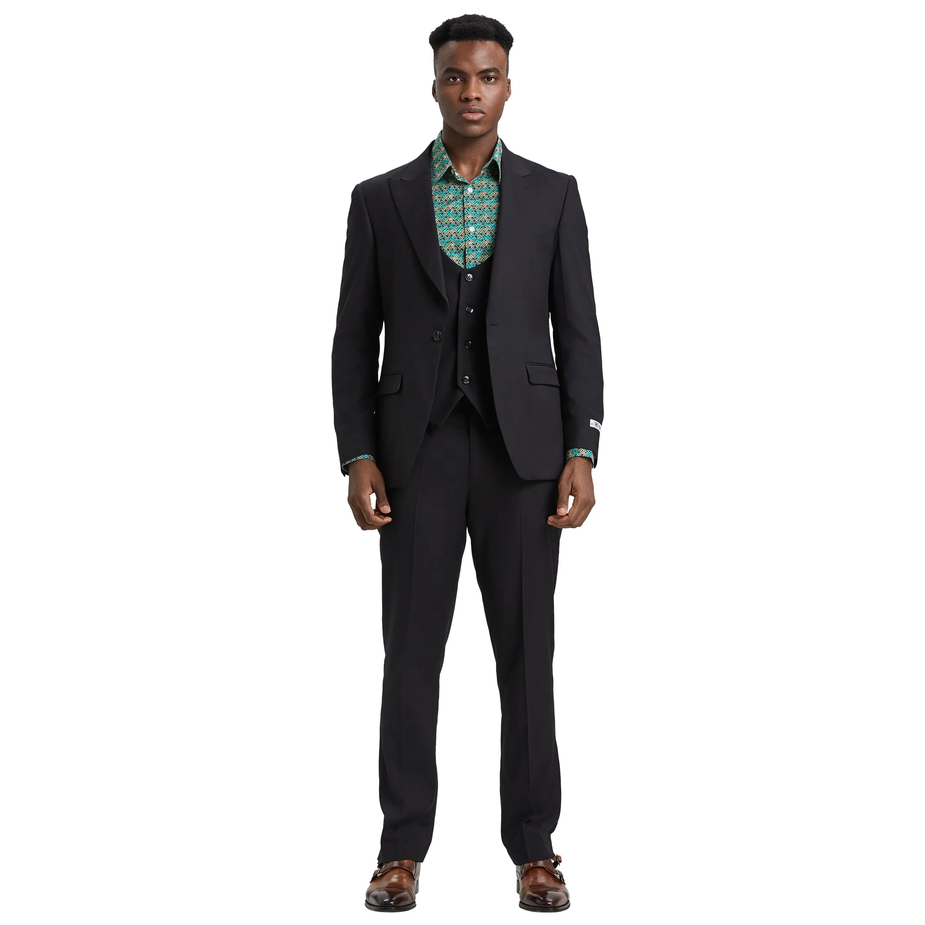 Men's Stacy Adams Hybrid-Fit 3pc Suit Set, Jacket Vest and Pants Stacy Adams