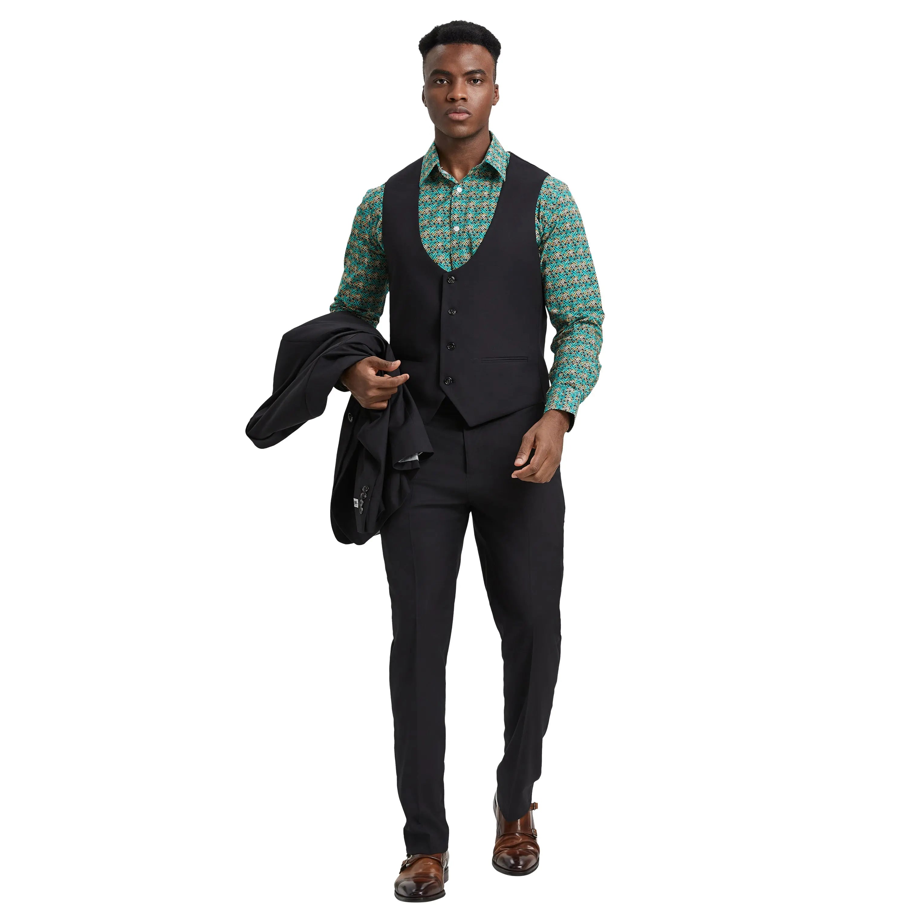 Men's Stacy Adams Hybrid-Fit 3pc Suit Set, Jacket Vest and Pants Stacy Adams