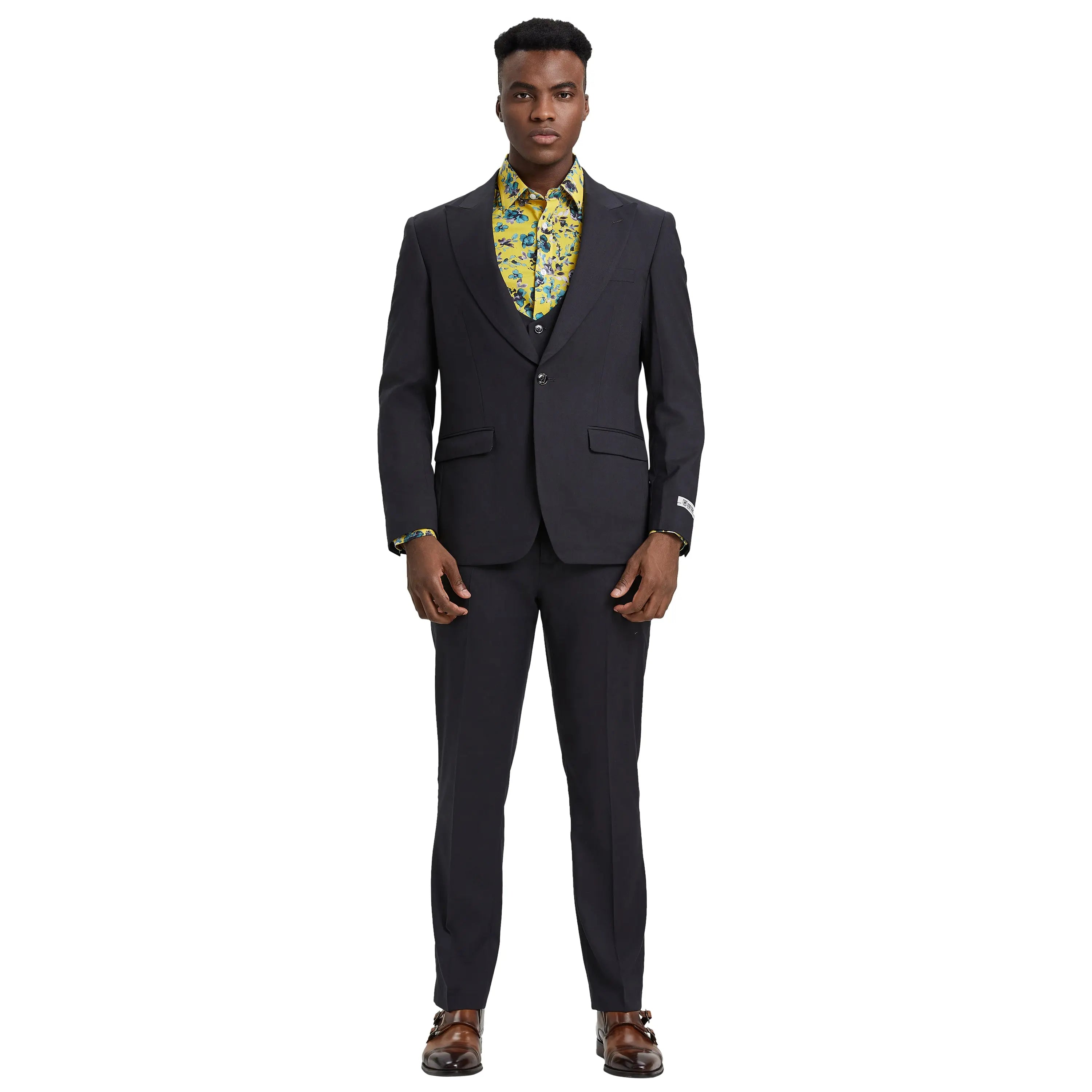 Men's Stacy Adams Hybrid-Fit 3pc Suit Set, Jacket Vest and Pants Stacy Adams
