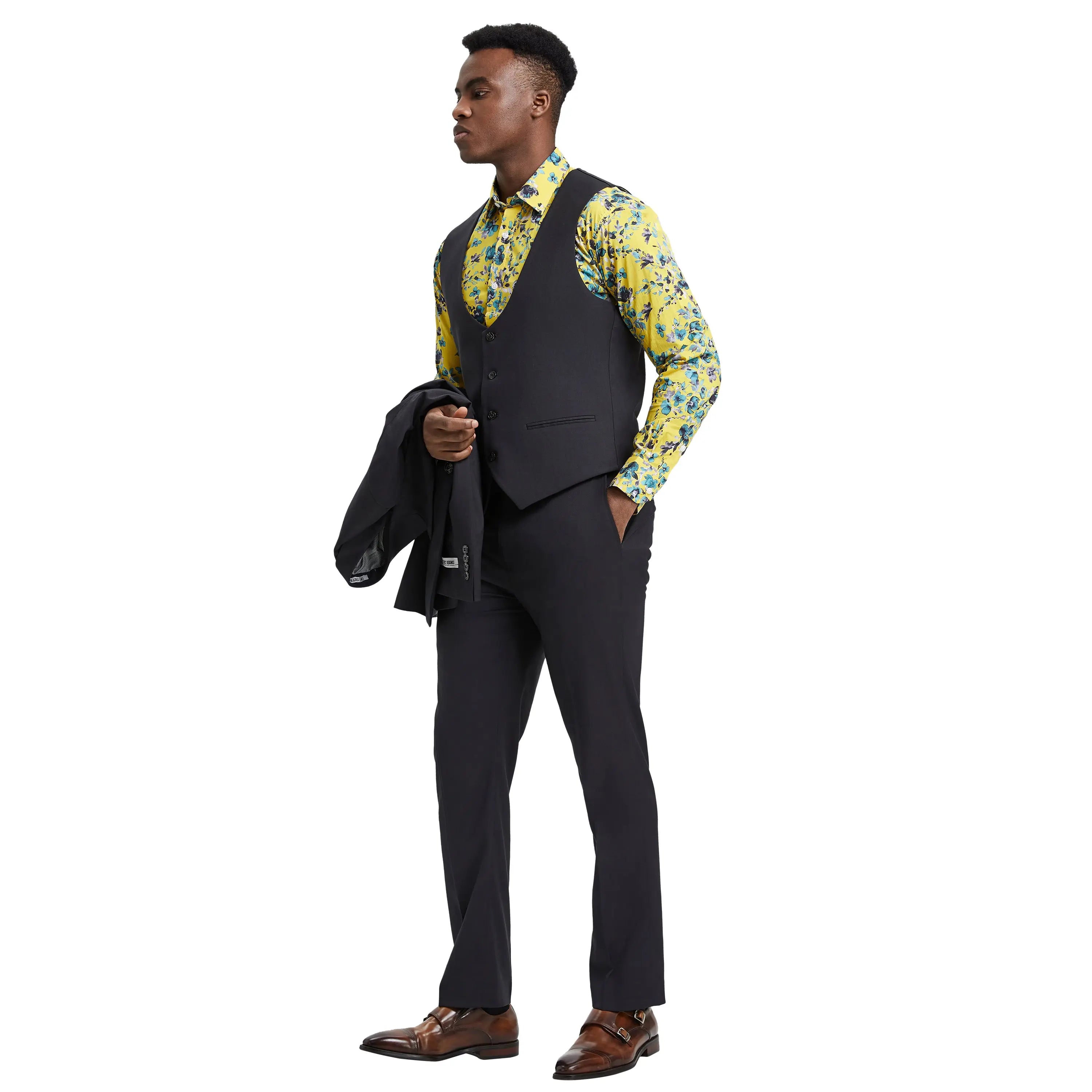 Men's Stacy Adams Hybrid-Fit 3pc Suit Set, Jacket Vest and Pants Stacy Adams