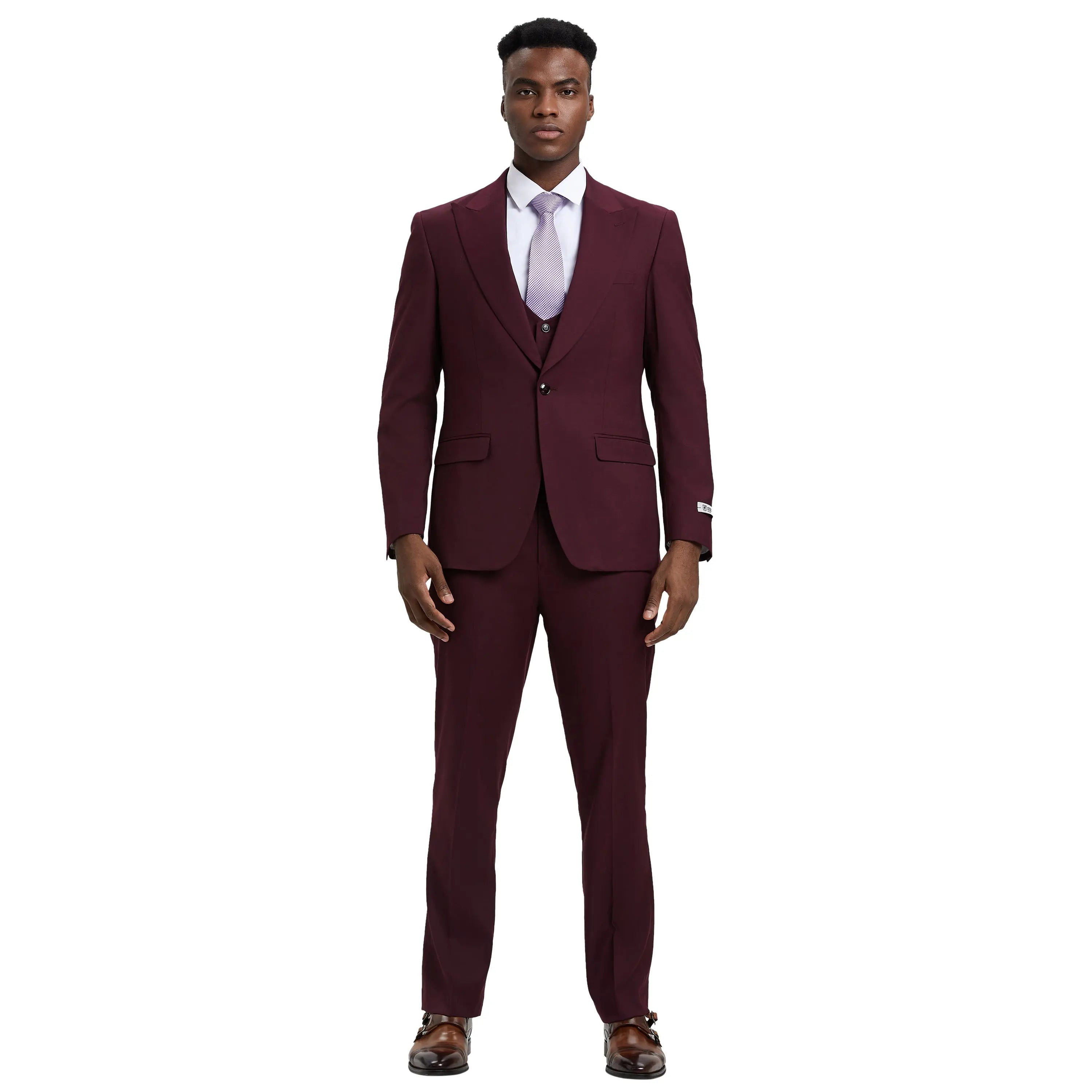 Men's Stacy Adams Hybrid-Fit 3pc Suit Set, Jacket Vest and Pants Stacy Adams