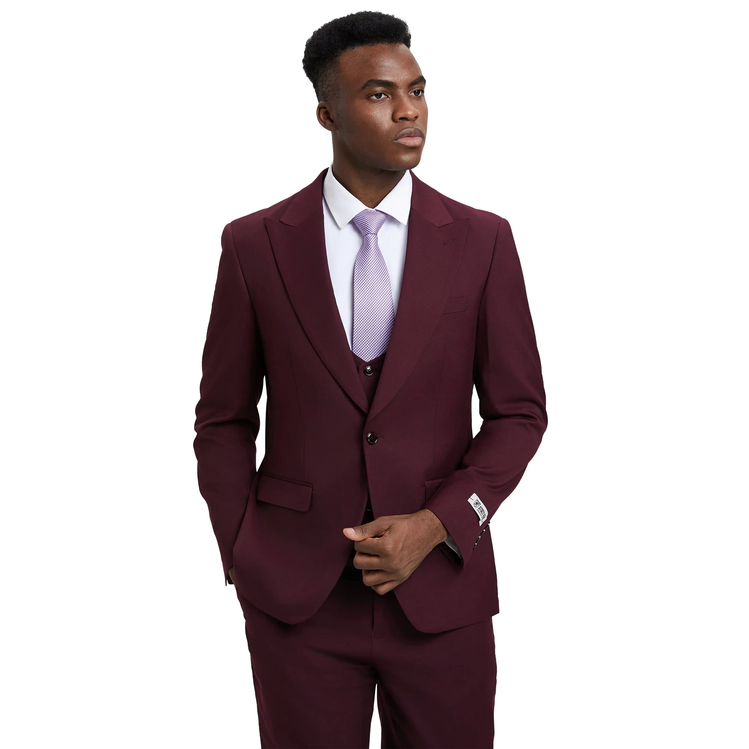 Men's Stacy Adams Hybrid-Fit 3pc Suit Set, Jacket Vest and Pants Stacy Adams
