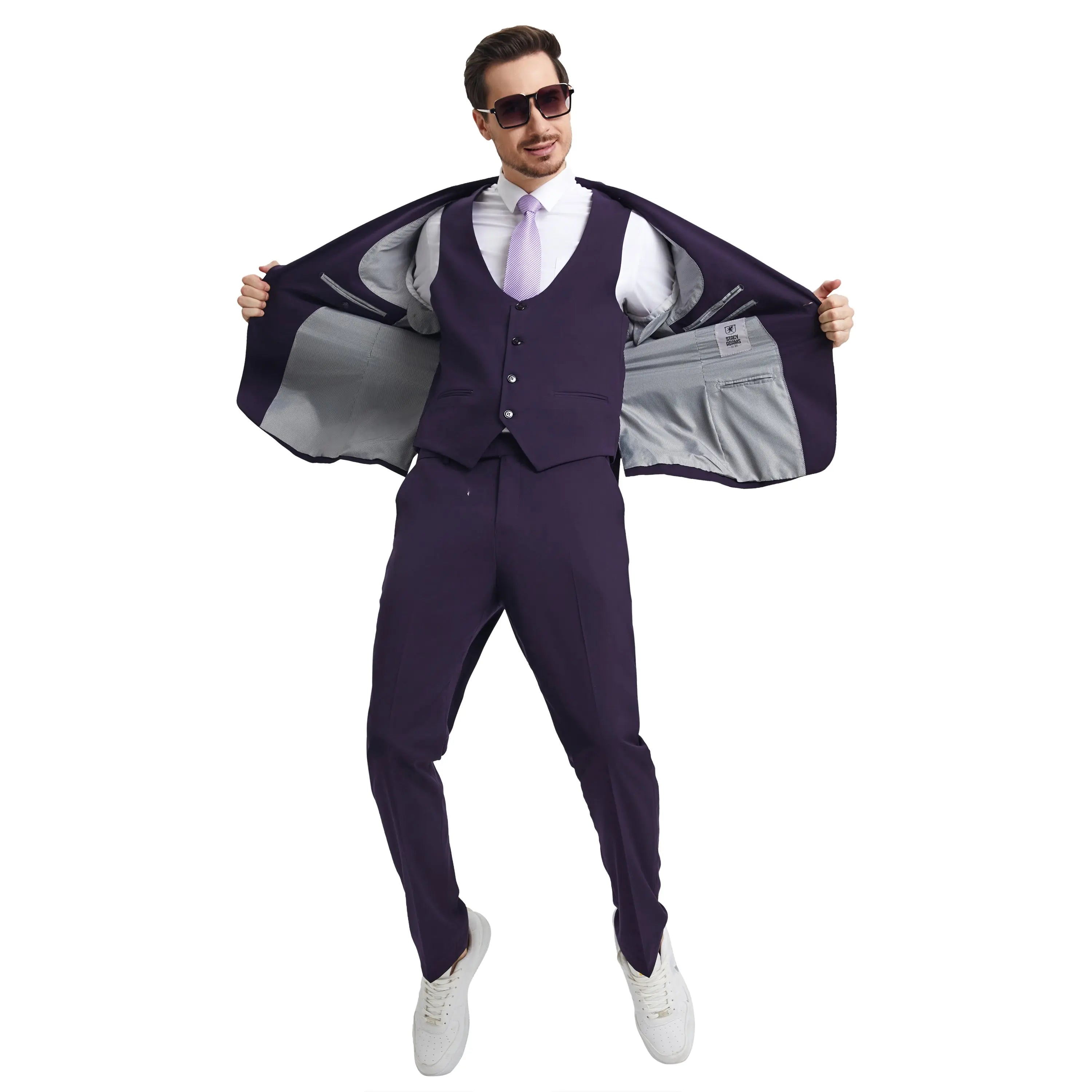 Men's Stacy Adams Hybrid-Fit 3pc Suit Set, Jacket Vest and Pants Stacy Adams