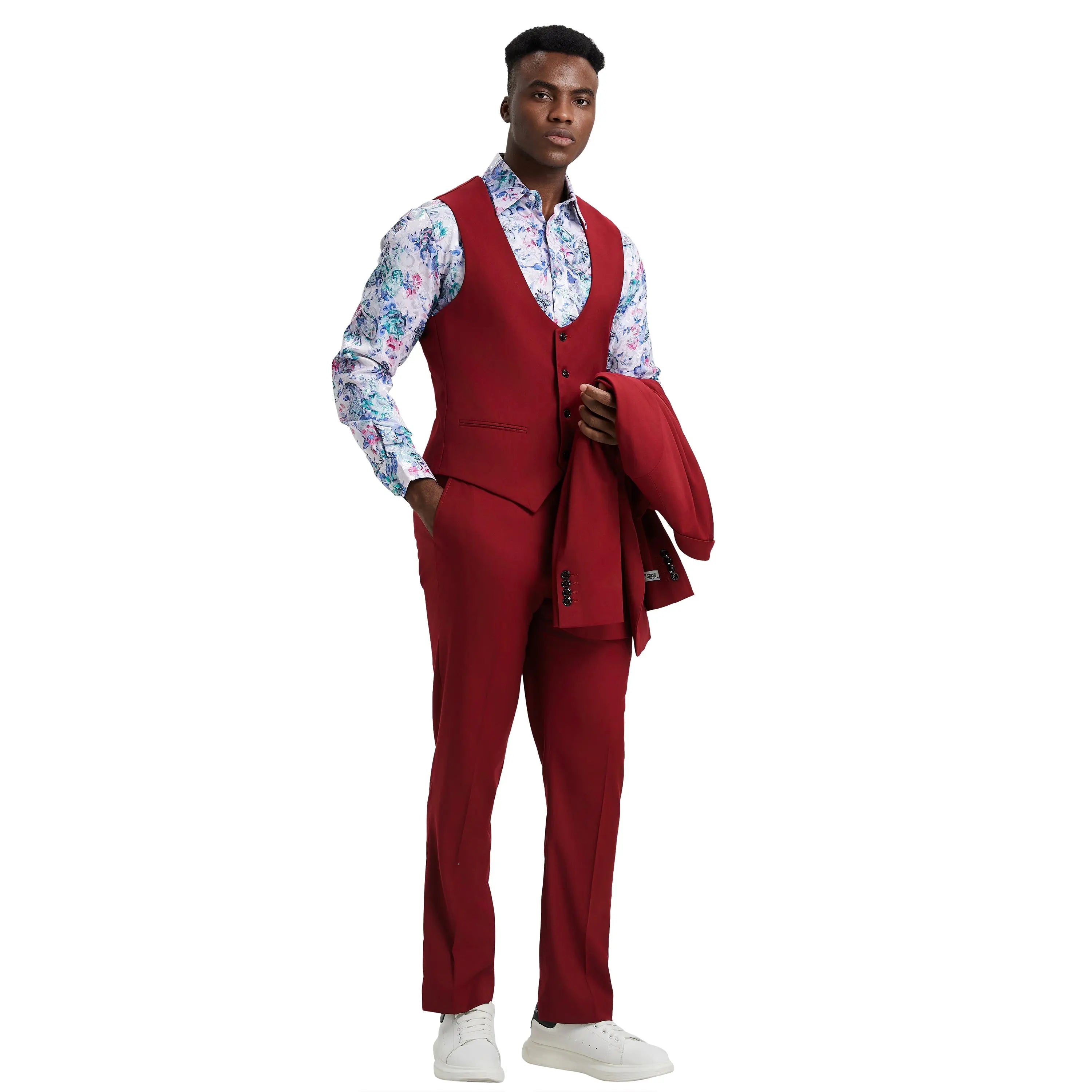 Men's Stacy Adams Hybrid-Fit 3pc Suit Set, Jacket Vest and Pants Stacy Adams