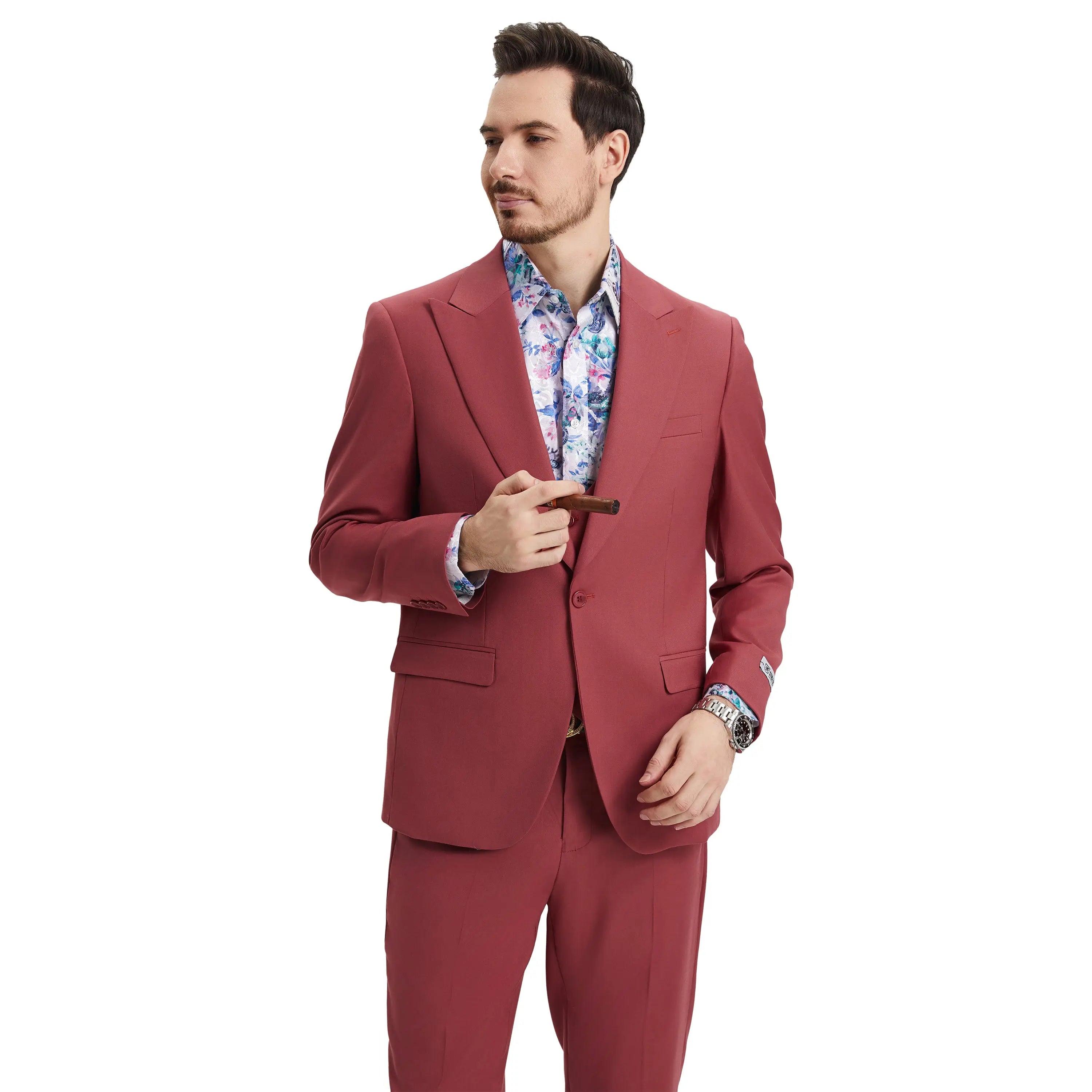 Men's Stacy Adams Hybrid-Fit 3pc Suit Set, Jacket Vest and Pants Stacy Adams