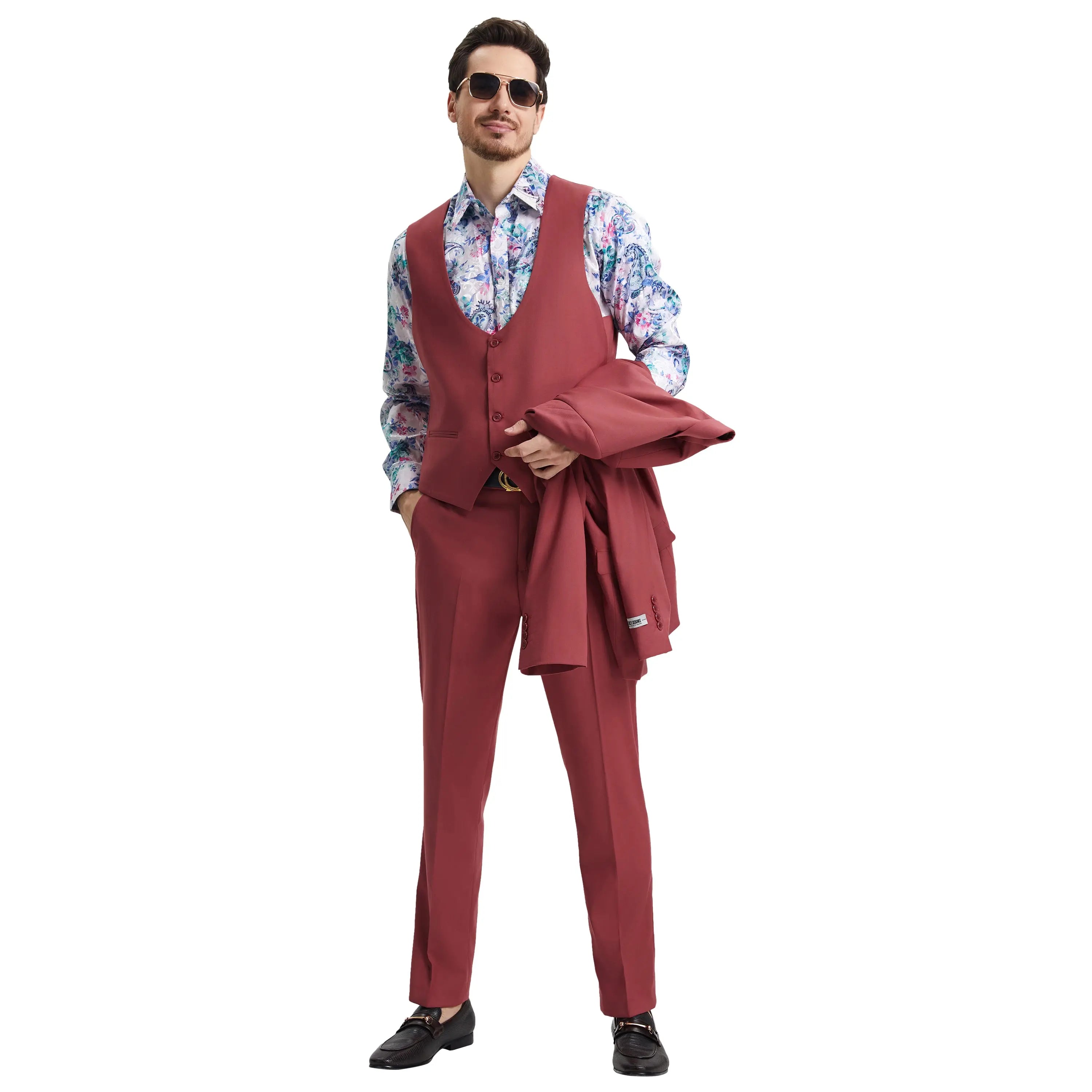 Men's Stacy Adams Hybrid-Fit 3pc Suit Set, Jacket Vest and Pants Stacy Adams