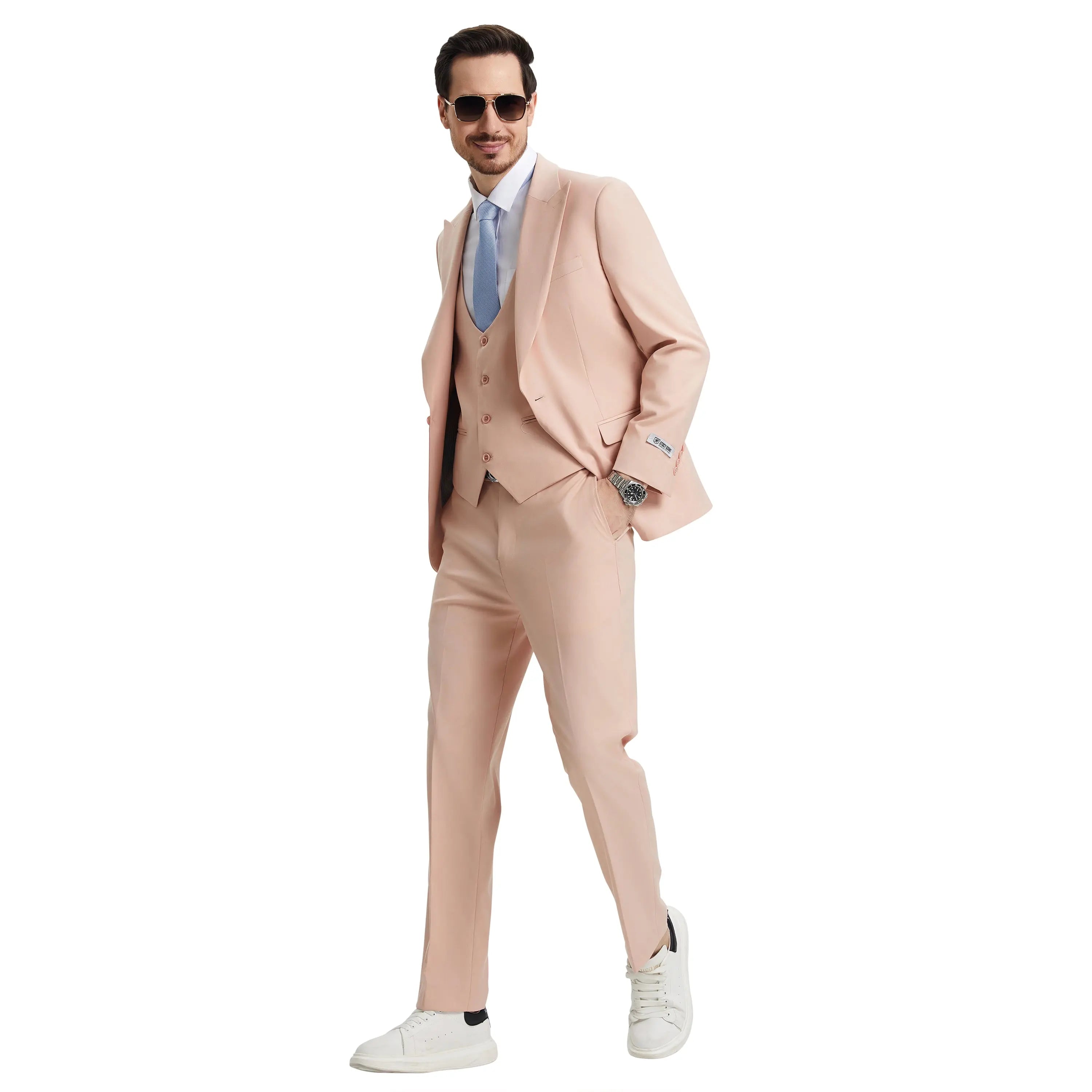 Men's Stacy Adams Hybrid-Fit 3pc Suit Set, Jacket Vest and Pants Stacy Adams