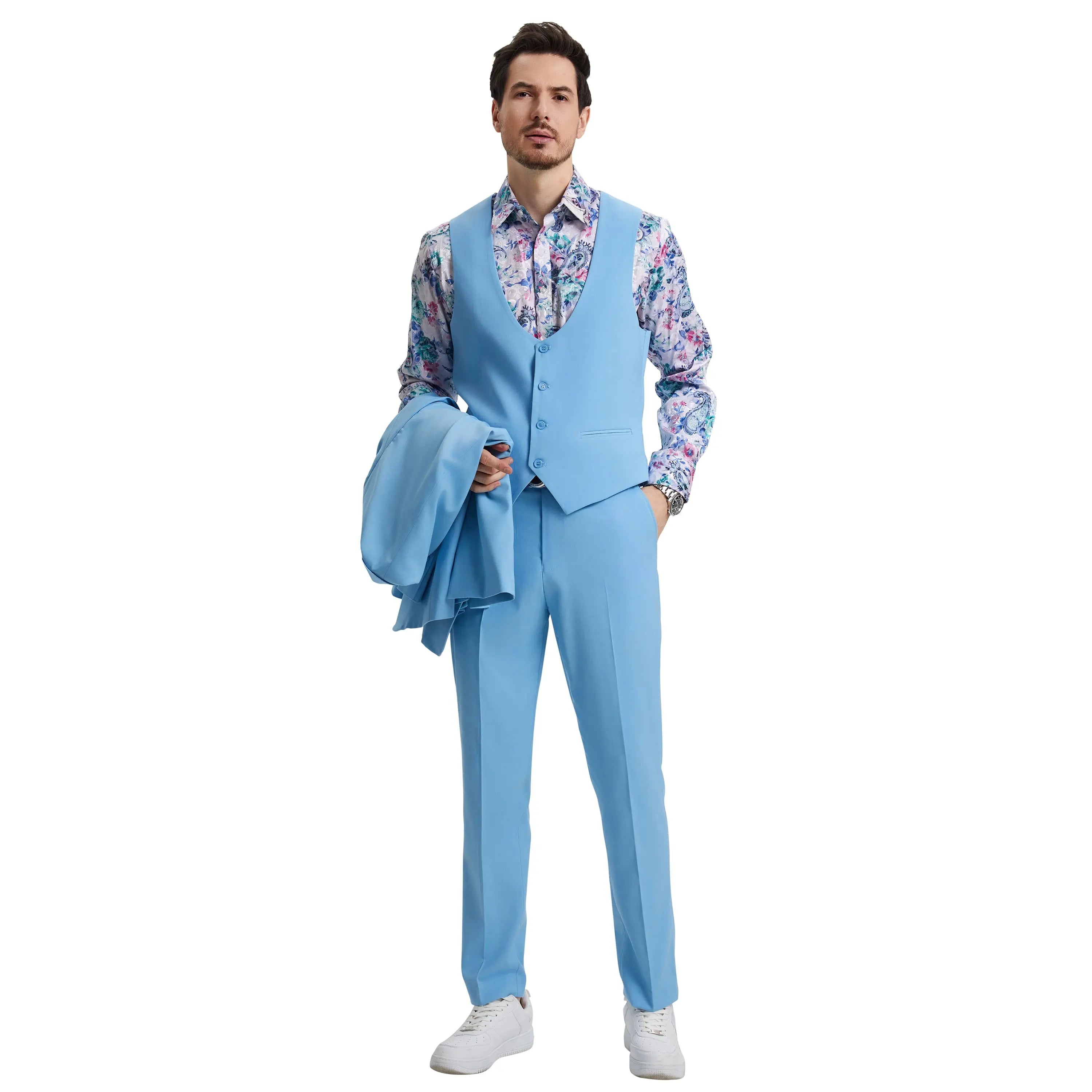Men's Stacy Adams Hybrid-Fit 3pc Suit Set, Jacket Vest and Pants Stacy Adams