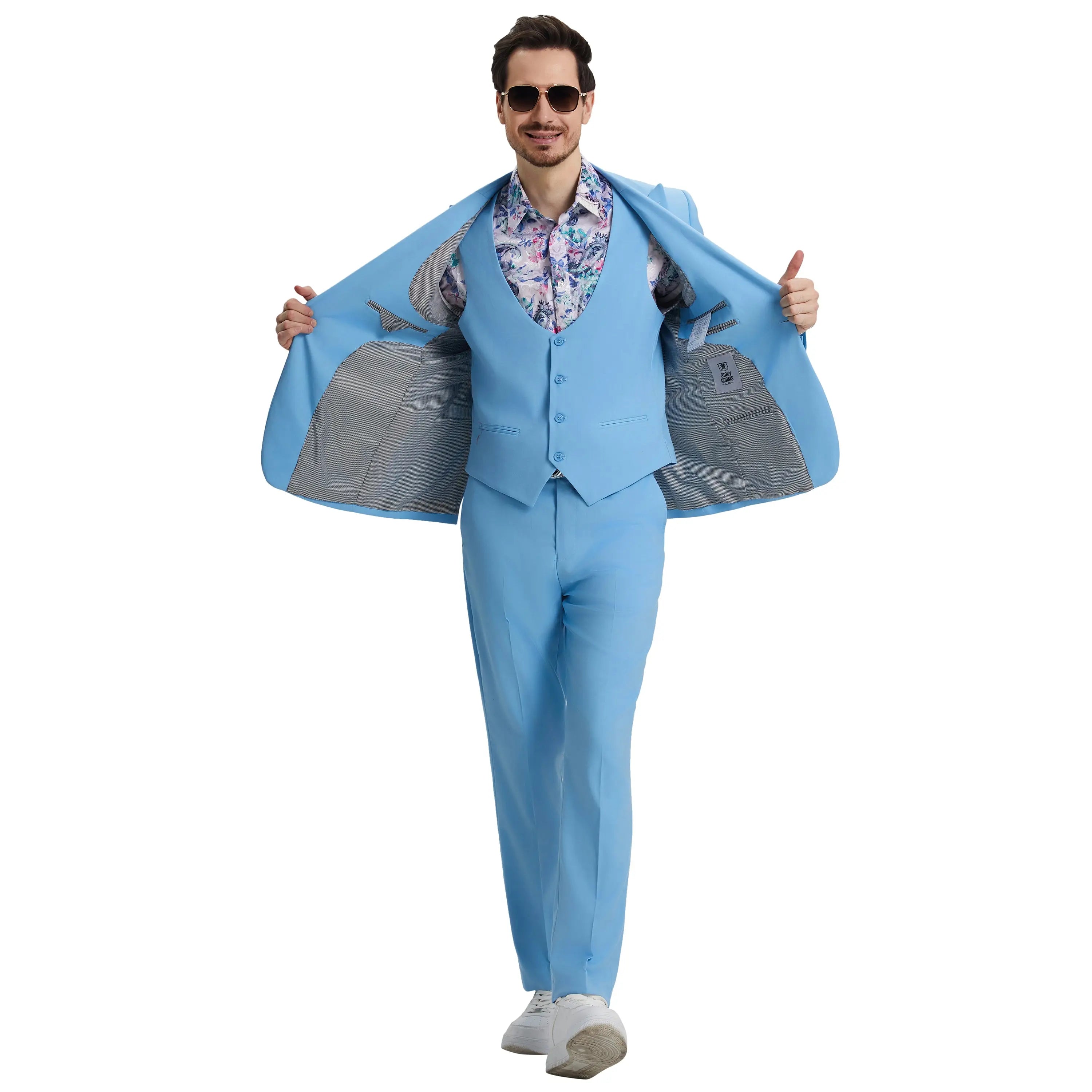 Men's Stacy Adams Hybrid-Fit 3pc Suit Set, Jacket Vest and Pants Stacy Adams