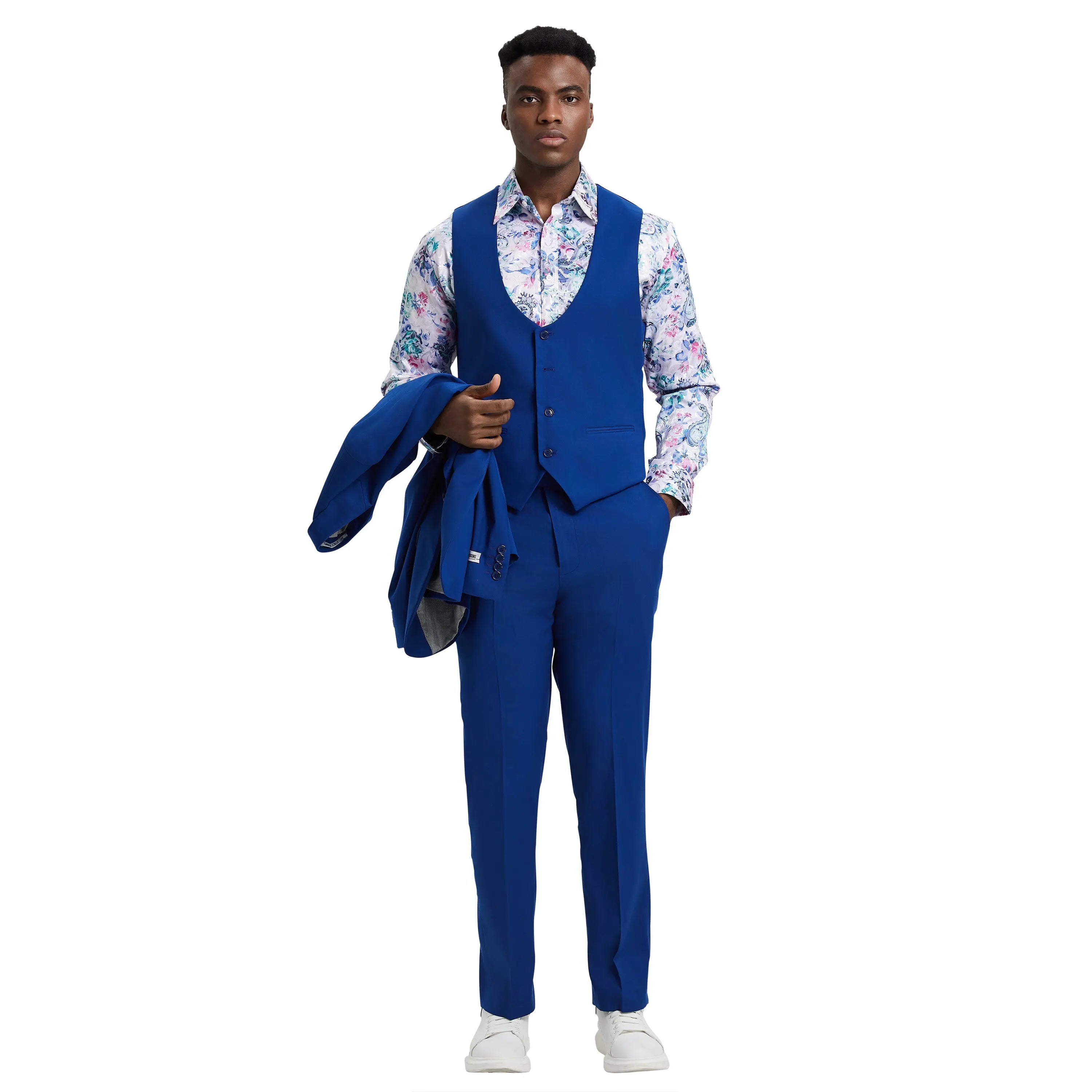 Men's Stacy Adams Hybrid-Fit 3pc Suit Set, Jacket Vest and Pants Stacy Adams