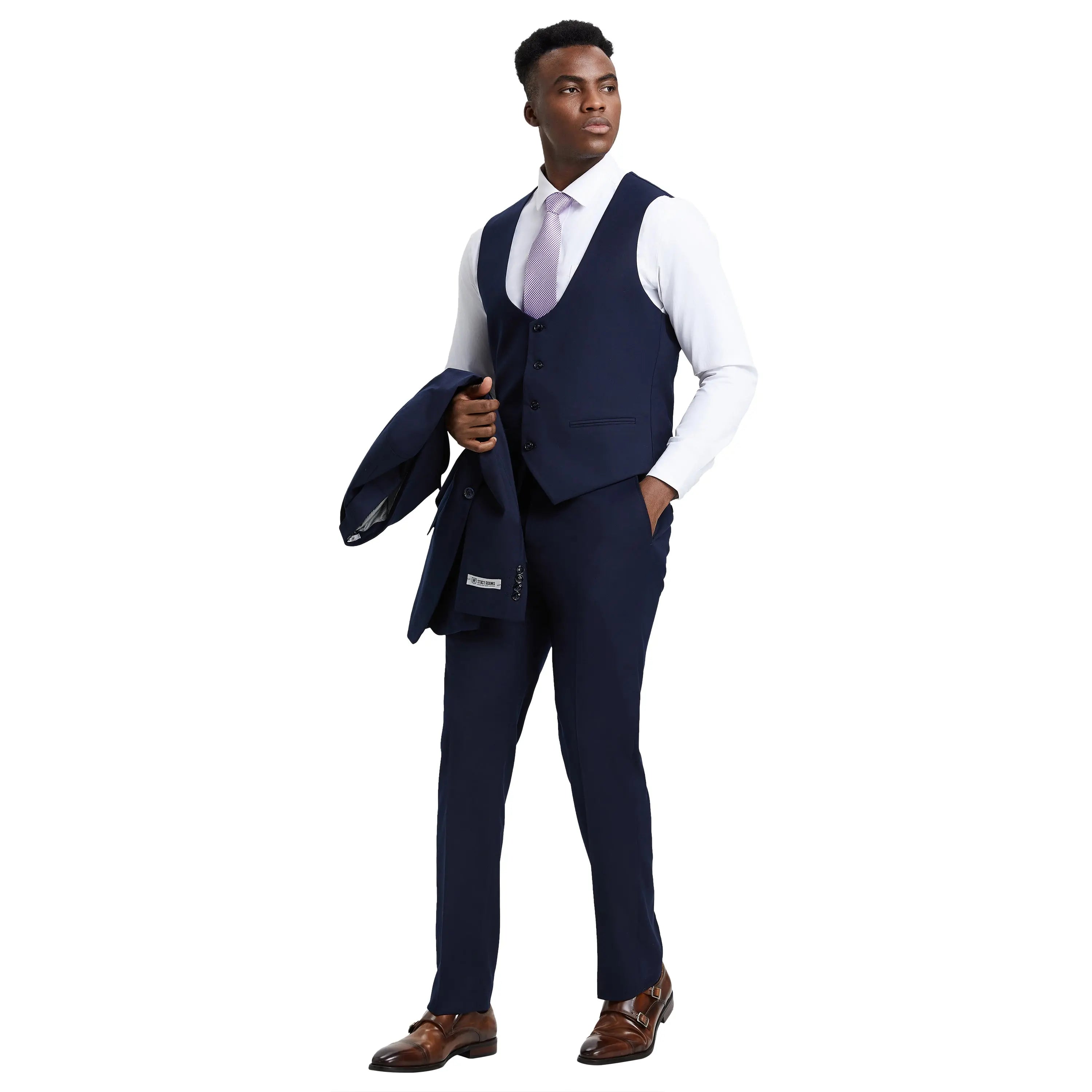 Men's Stacy Adams Hybrid-Fit 3pc Suit Set, Jacket Vest and Pants Stacy Adams