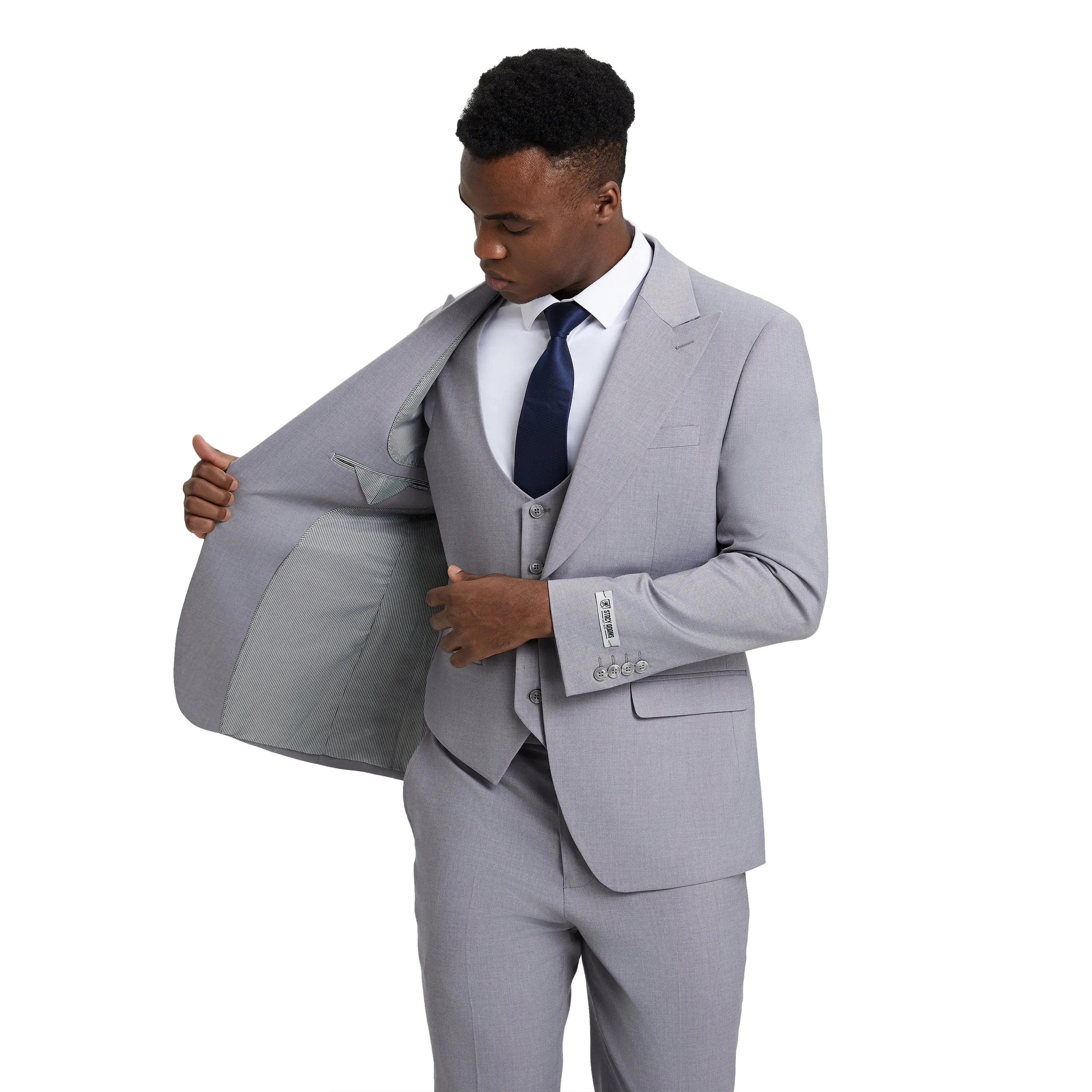 Men's Stacy Adams Hybrid-Fit 3pc Suit Set, Jacket Vest and Pants Stacy Adams