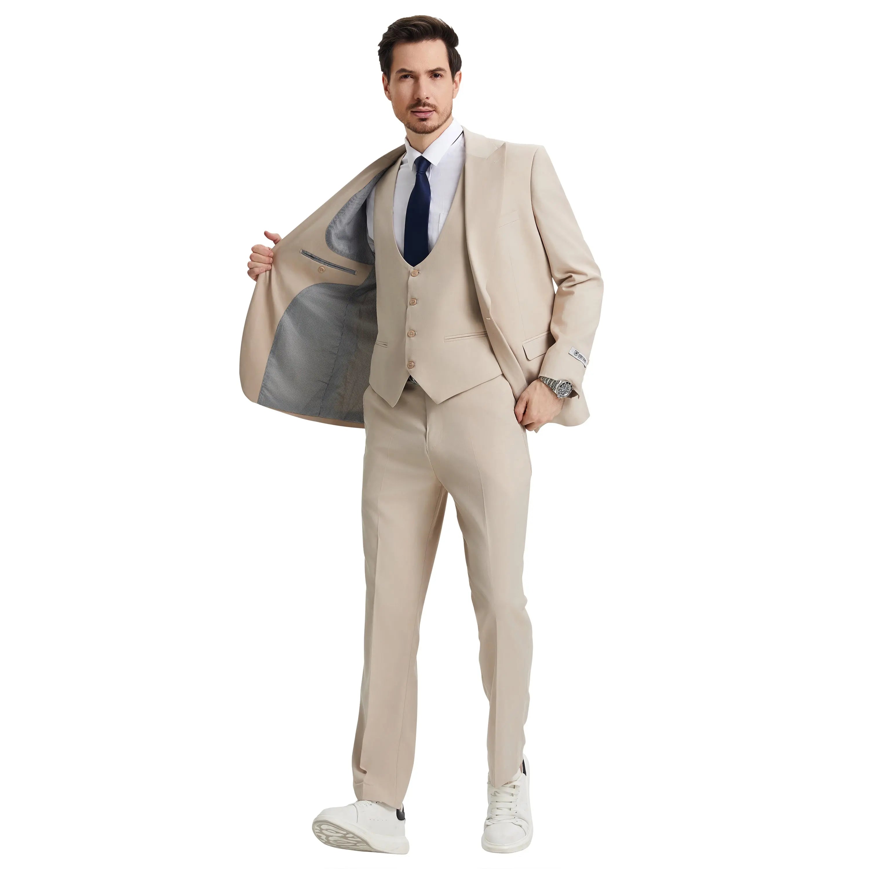 Men's Stacy Adams Hybrid-Fit 3pc Suit Set, Jacket Vest and Pants Stacy Adams