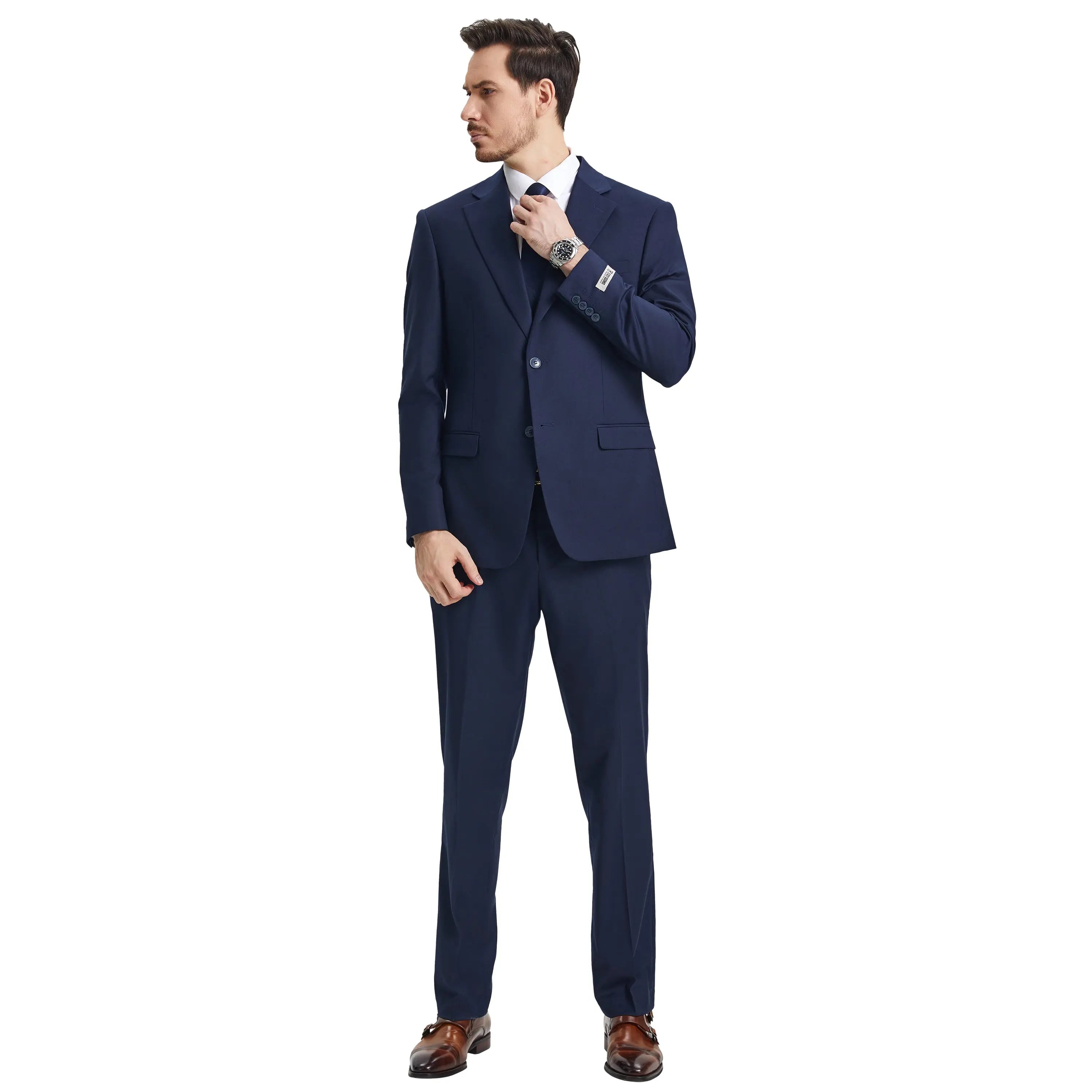 Men's Stacy Adams Hybrid-Fit 3pc Notch Lapel Suit Set, Jacket Vest and Pants Stacy Adams