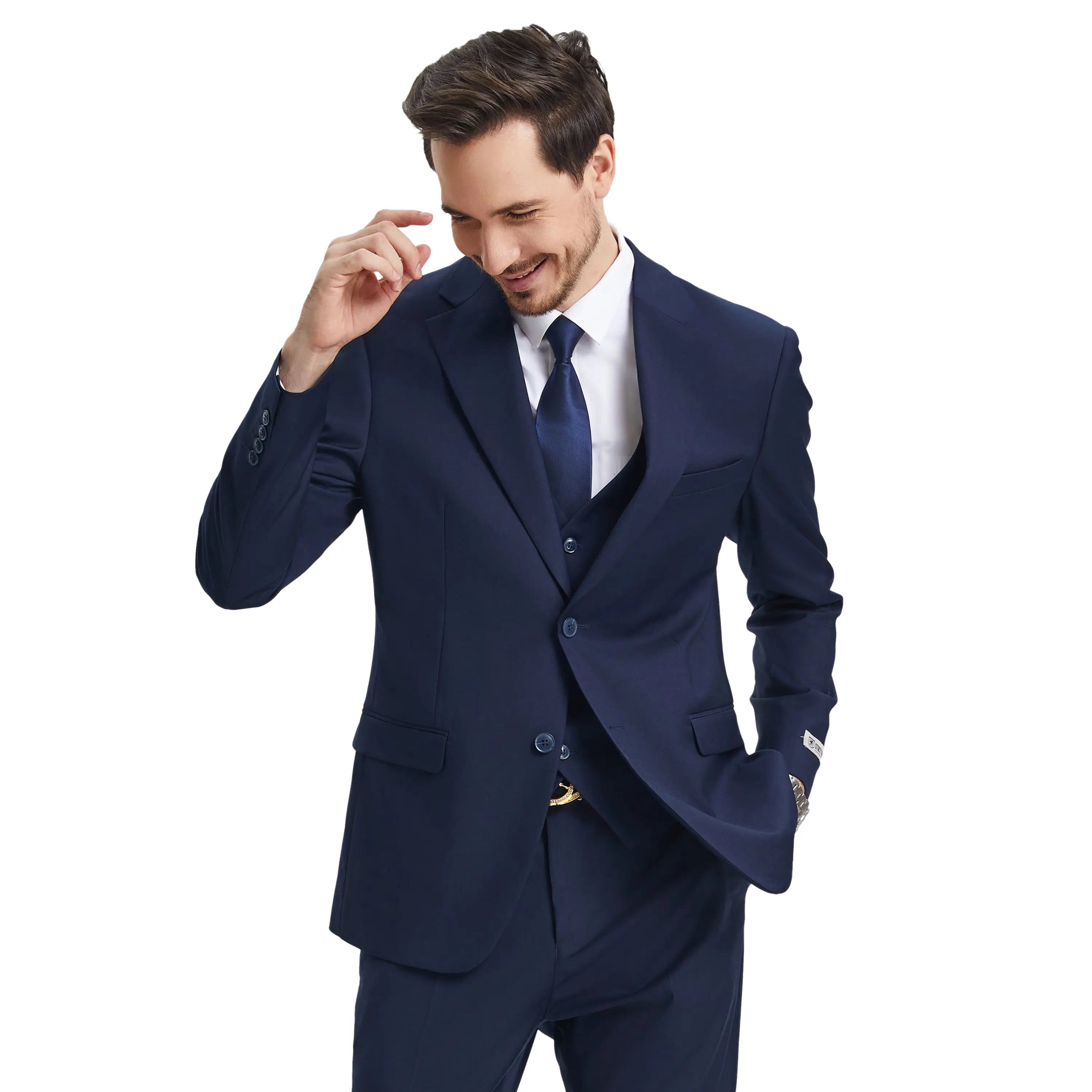 Men's Stacy Adams Hybrid-Fit 3pc Notch Lapel Suit Set, Jacket Vest and Pants Stacy Adams