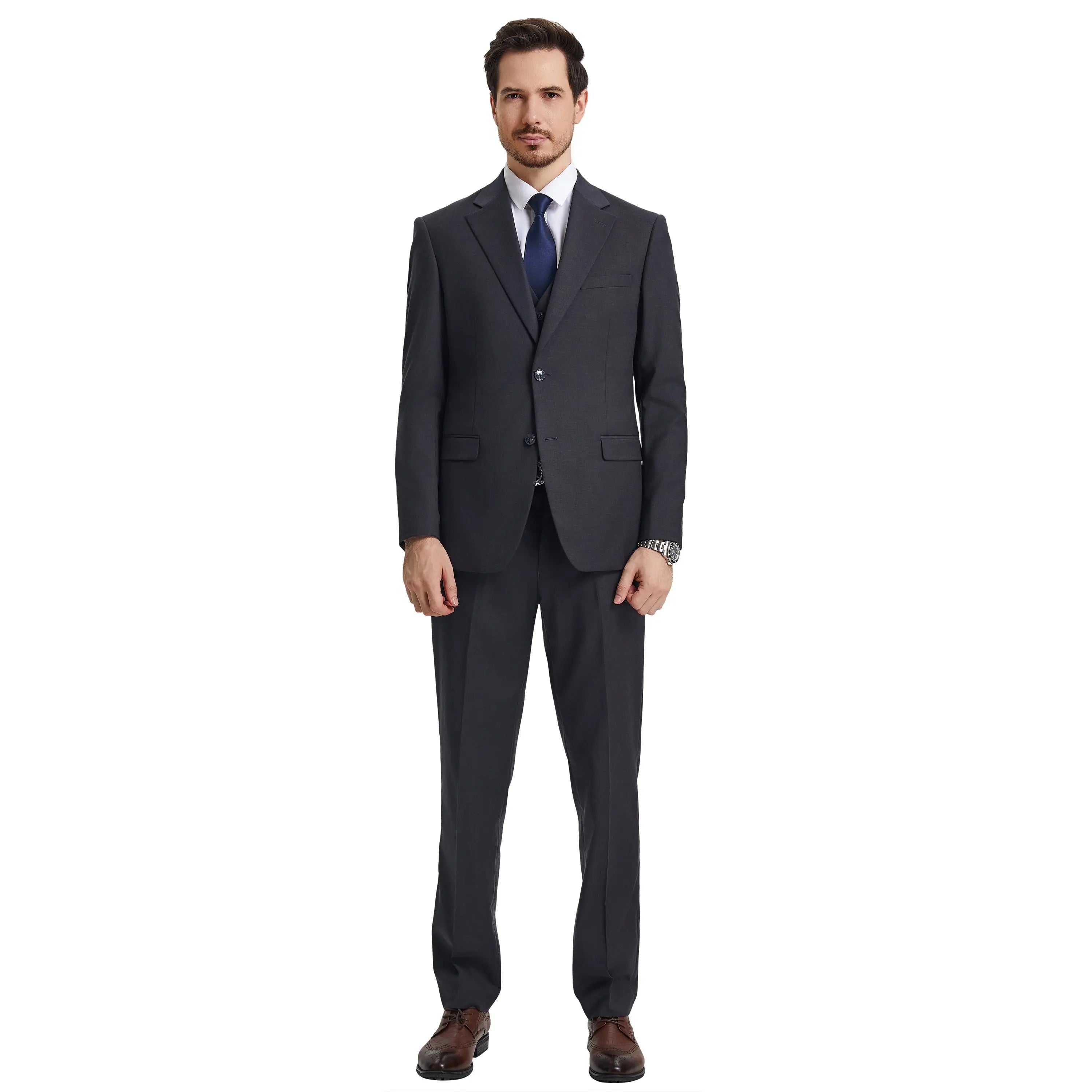Men's Stacy Adams Hybrid-Fit 3pc Notch Lapel Suit Set, Jacket Vest and Pants Stacy Adams