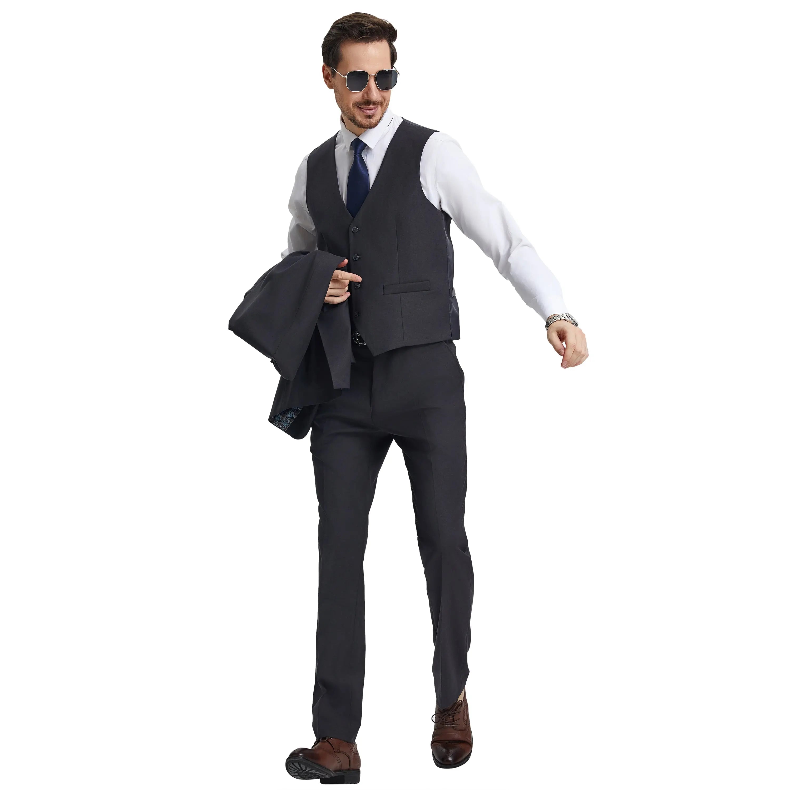 Men's Stacy Adams Hybrid-Fit 3pc Notch Lapel Suit Set, Jacket Vest and Pants Stacy Adams