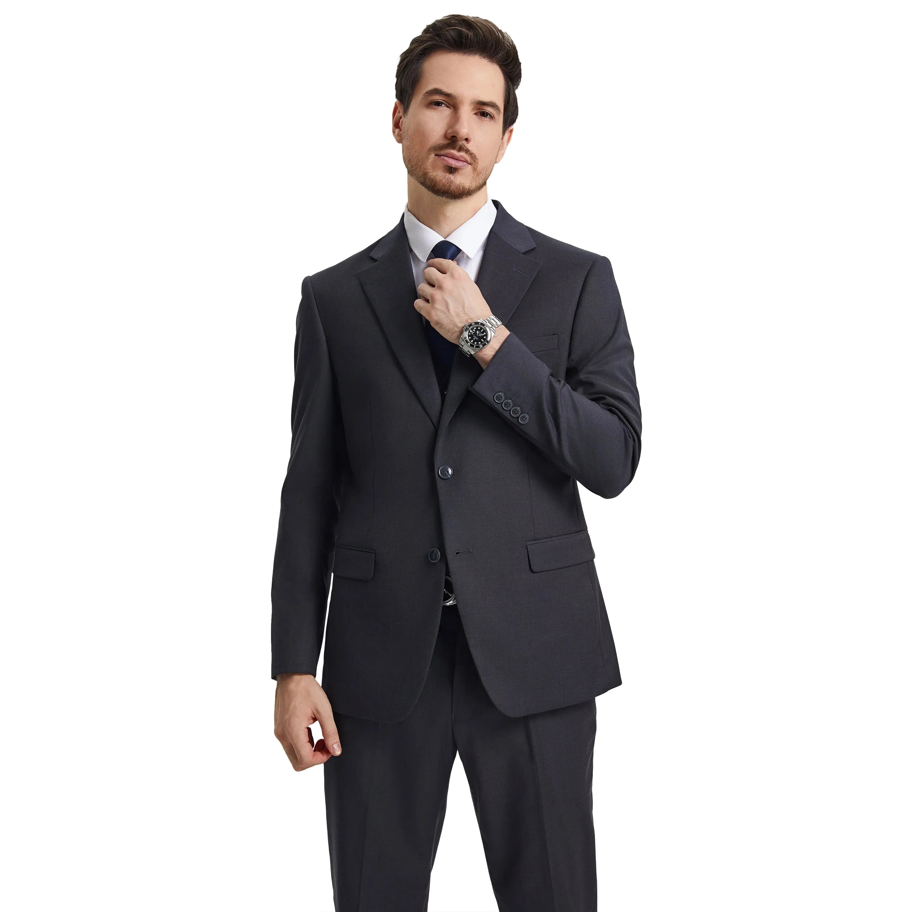 Men's Stacy Adams Hybrid-Fit 3pc Notch Lapel Suit Set, Jacket Vest and Pants Stacy Adams