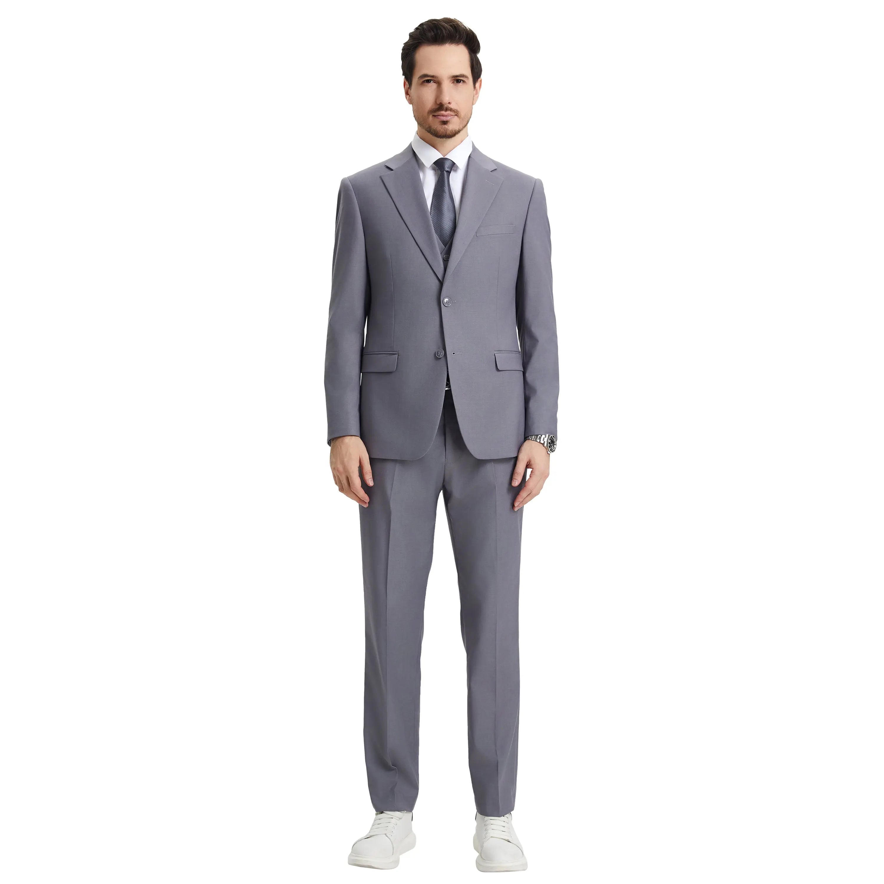 Men's Stacy Adams Hybrid-Fit 3pc Notch Lapel Suit Set, Jacket Vest and Pants Stacy Adams