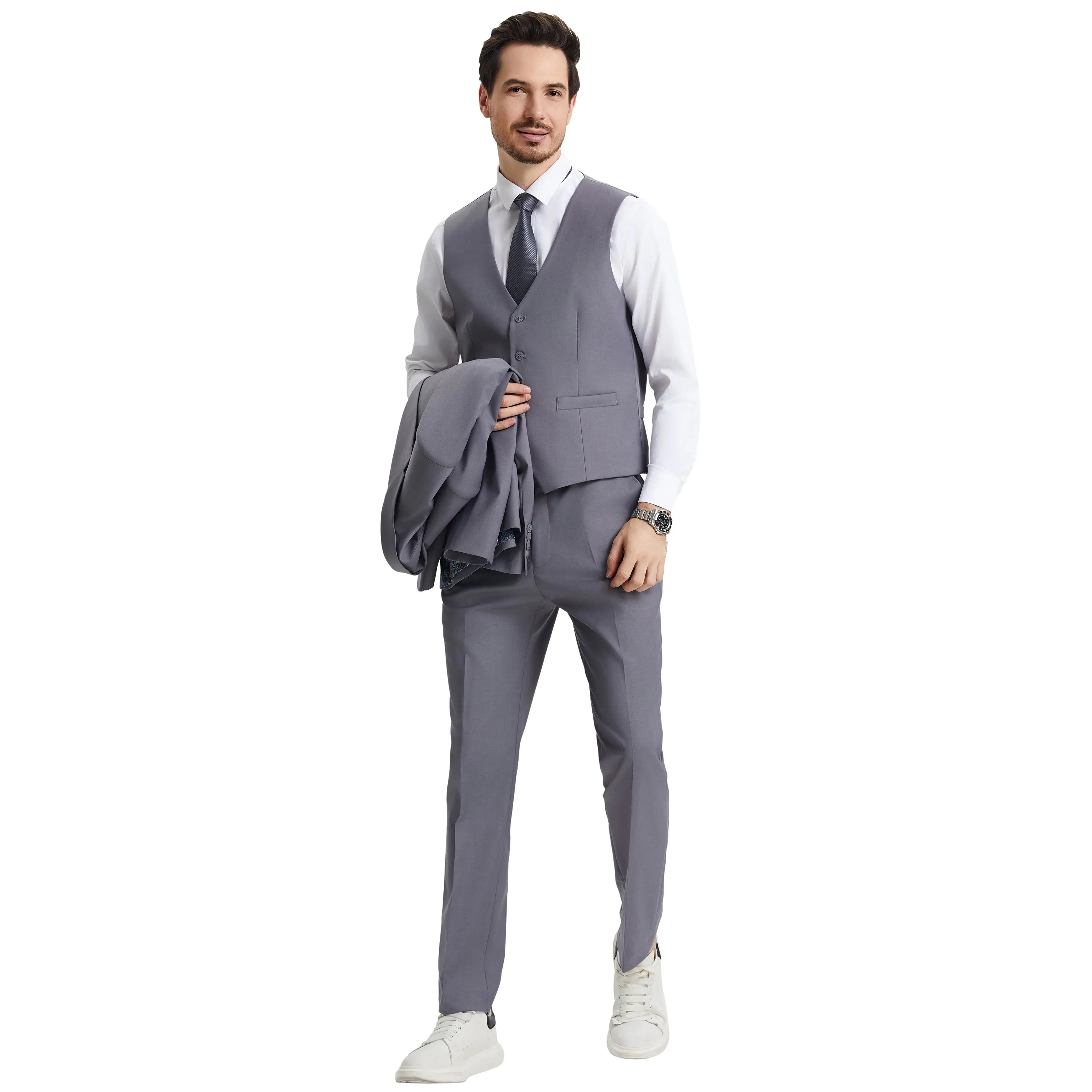 Men's Stacy Adams Hybrid-Fit 3pc Notch Lapel Suit Set, Jacket Vest and Pants Stacy Adams