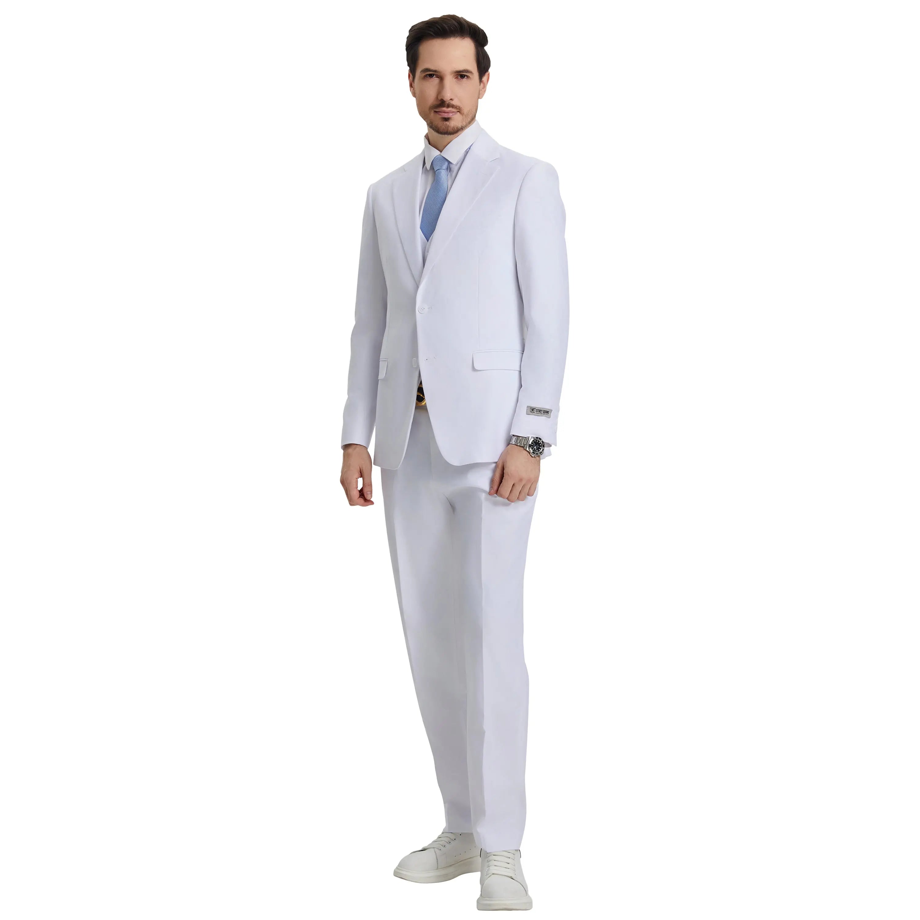Men's Stacy Adams Hybrid-Fit 3pc Notch Lapel Suit Set, Jacket Vest and Pants Stacy Adams