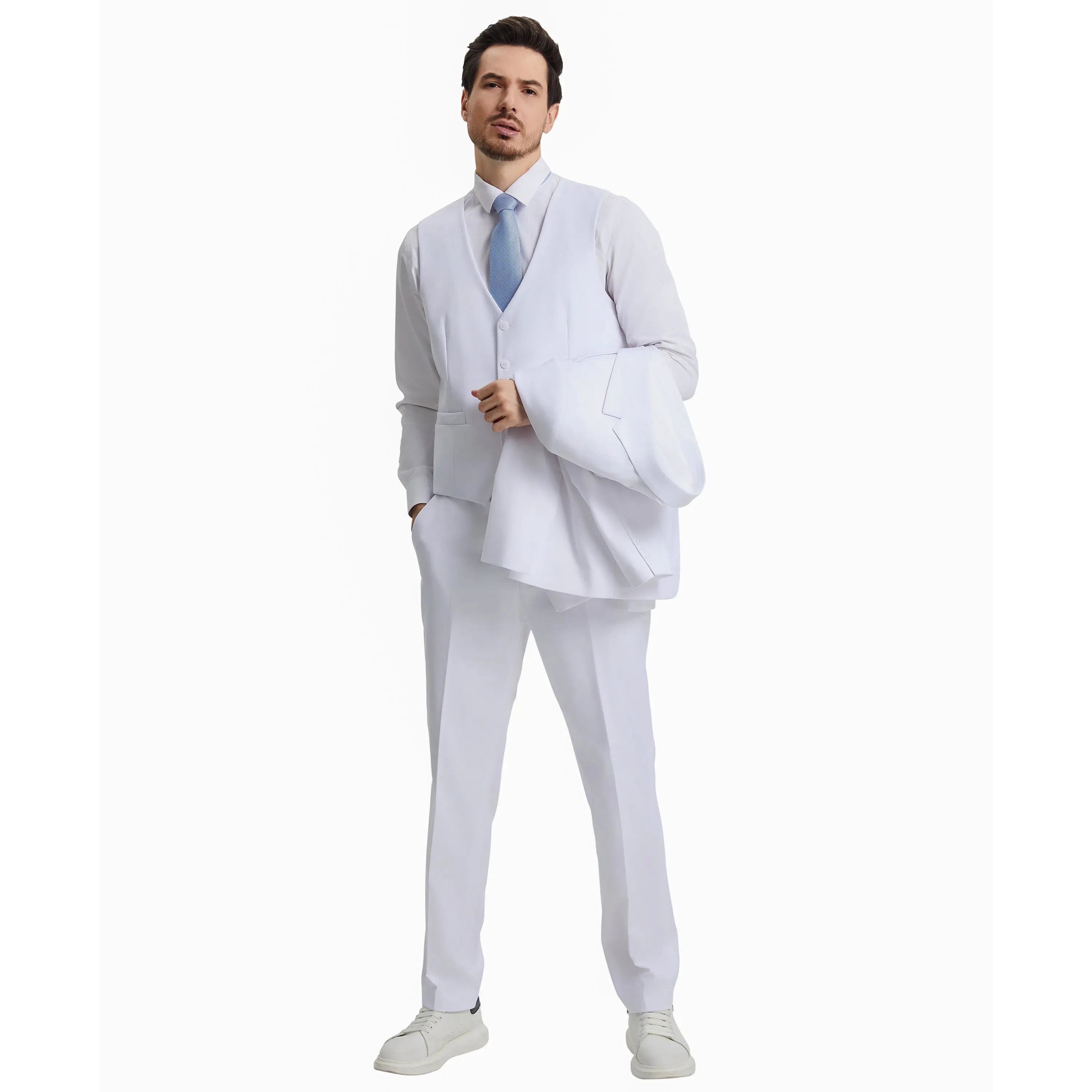 Men's Stacy Adams Hybrid-Fit 3pc Notch Lapel Suit Set, Jacket Vest and Pants Stacy Adams