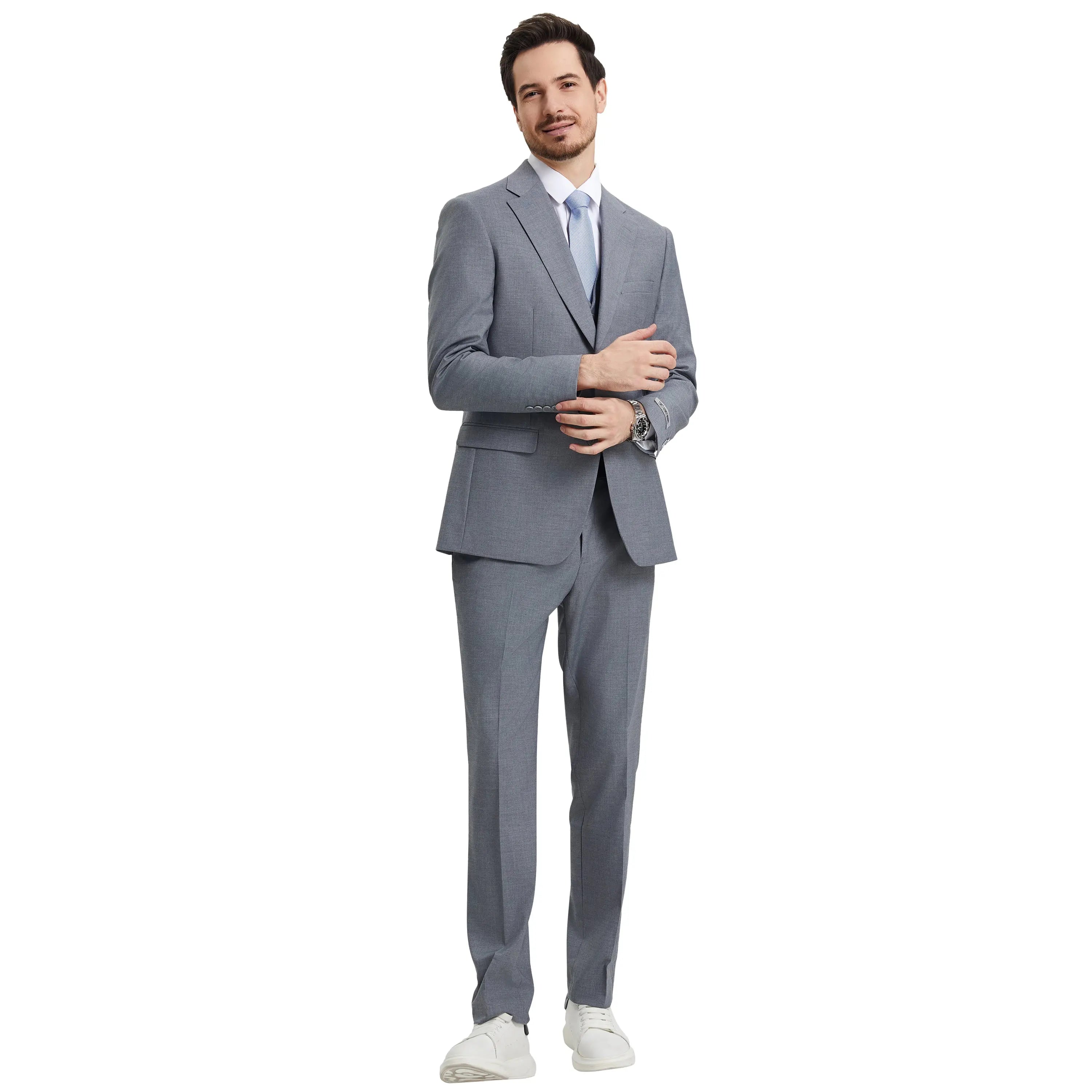 Men's Stacy Adams Hybrid-Fit 3pc Notch Lapel Suit Set, Jacket Vest and Pants Stacy Adams