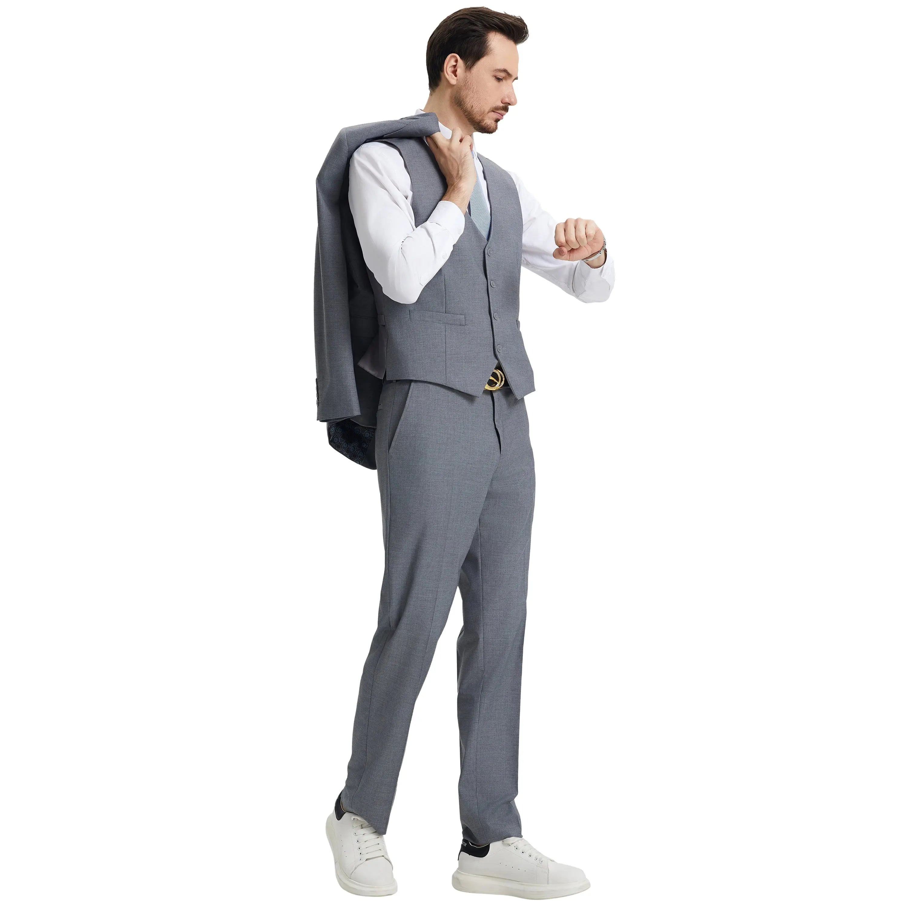 Men's Stacy Adams Hybrid-Fit 3pc Notch Lapel Suit Set, Jacket Vest and Pants Stacy Adams