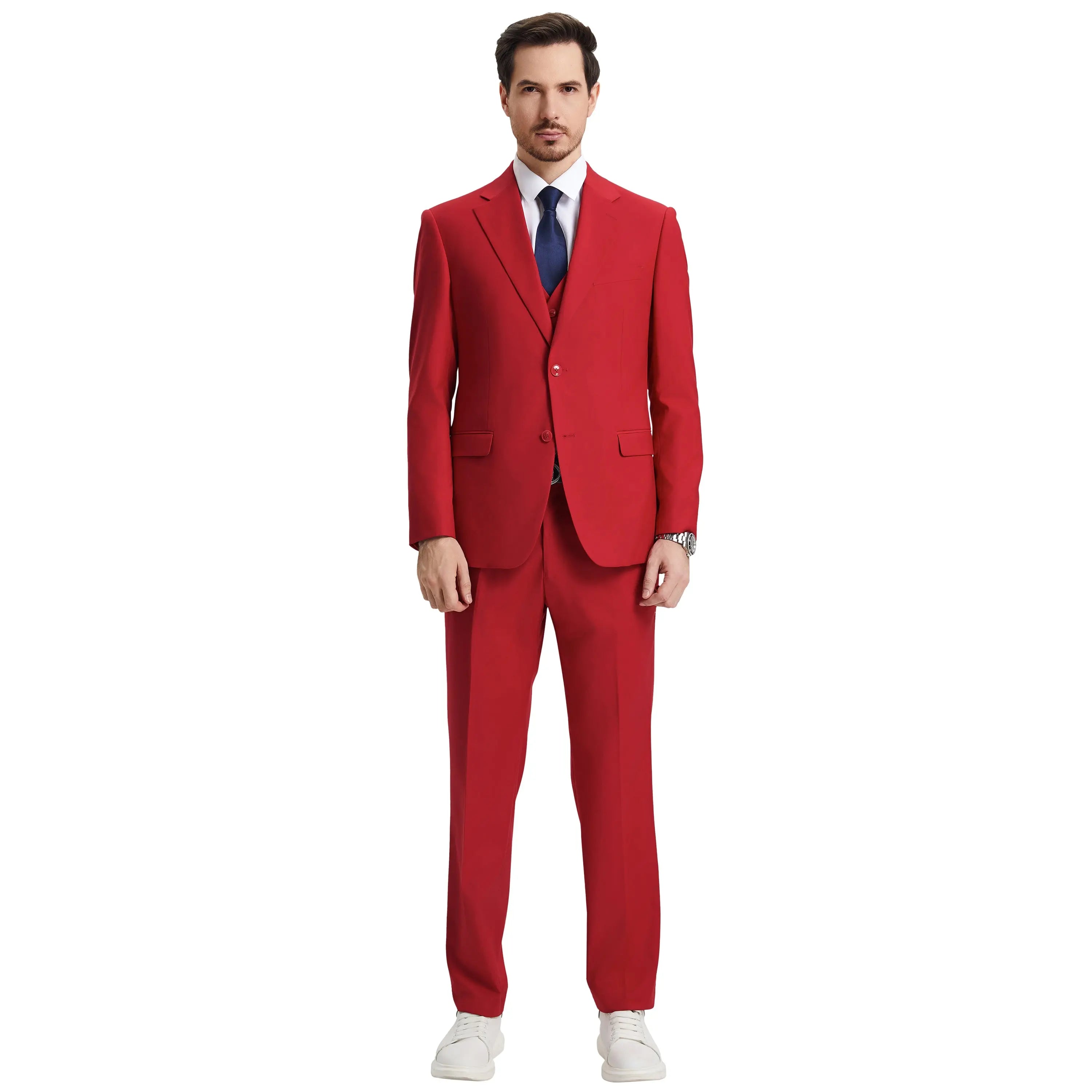 Men's Stacy Adams Hybrid-Fit 3pc Notch Lapel Suit Set, Jacket Vest and Pants Stacy Adams