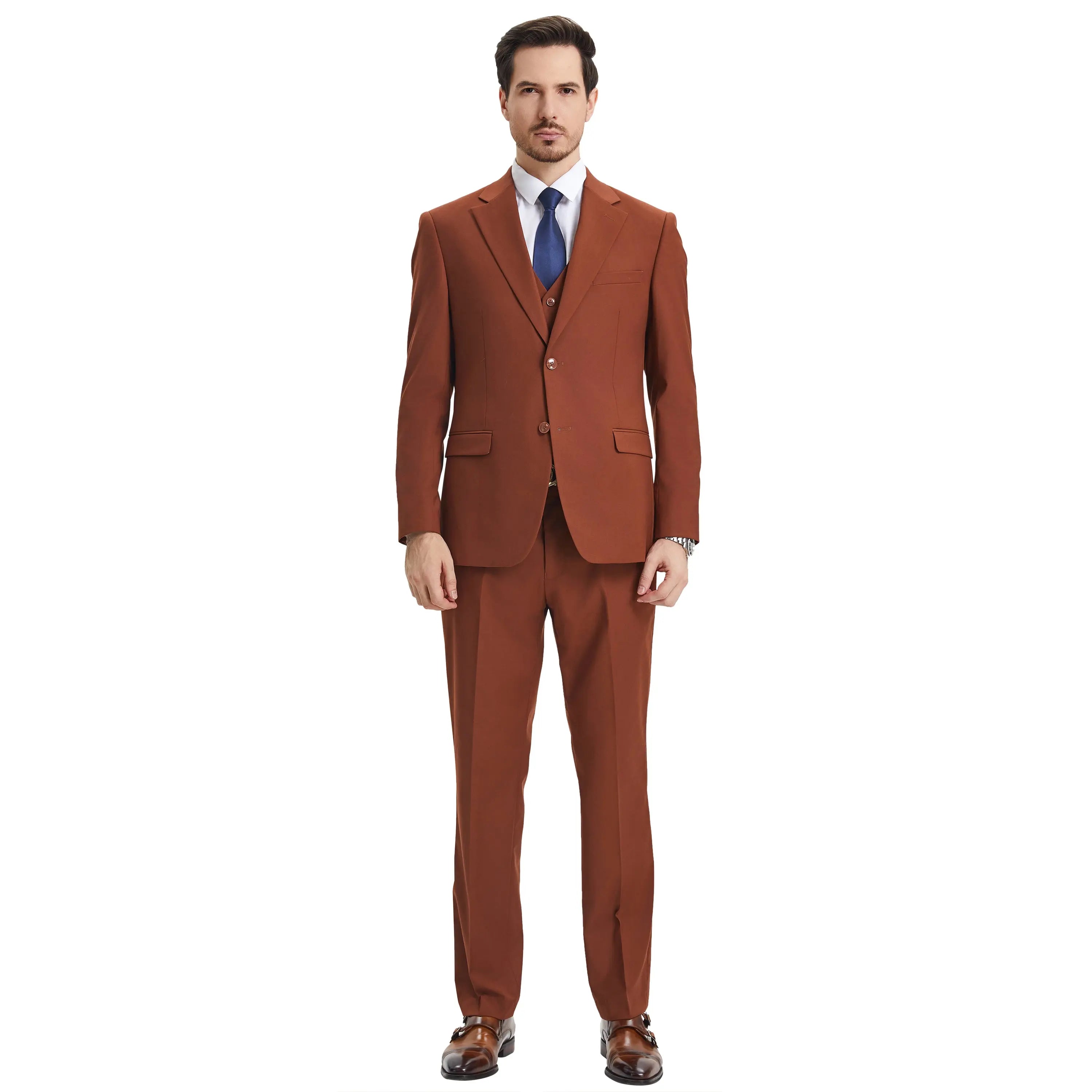 Men's Stacy Adams Hybrid-Fit 3pc Notch Lapel Suit Set, Jacket Vest and Pants Stacy Adams