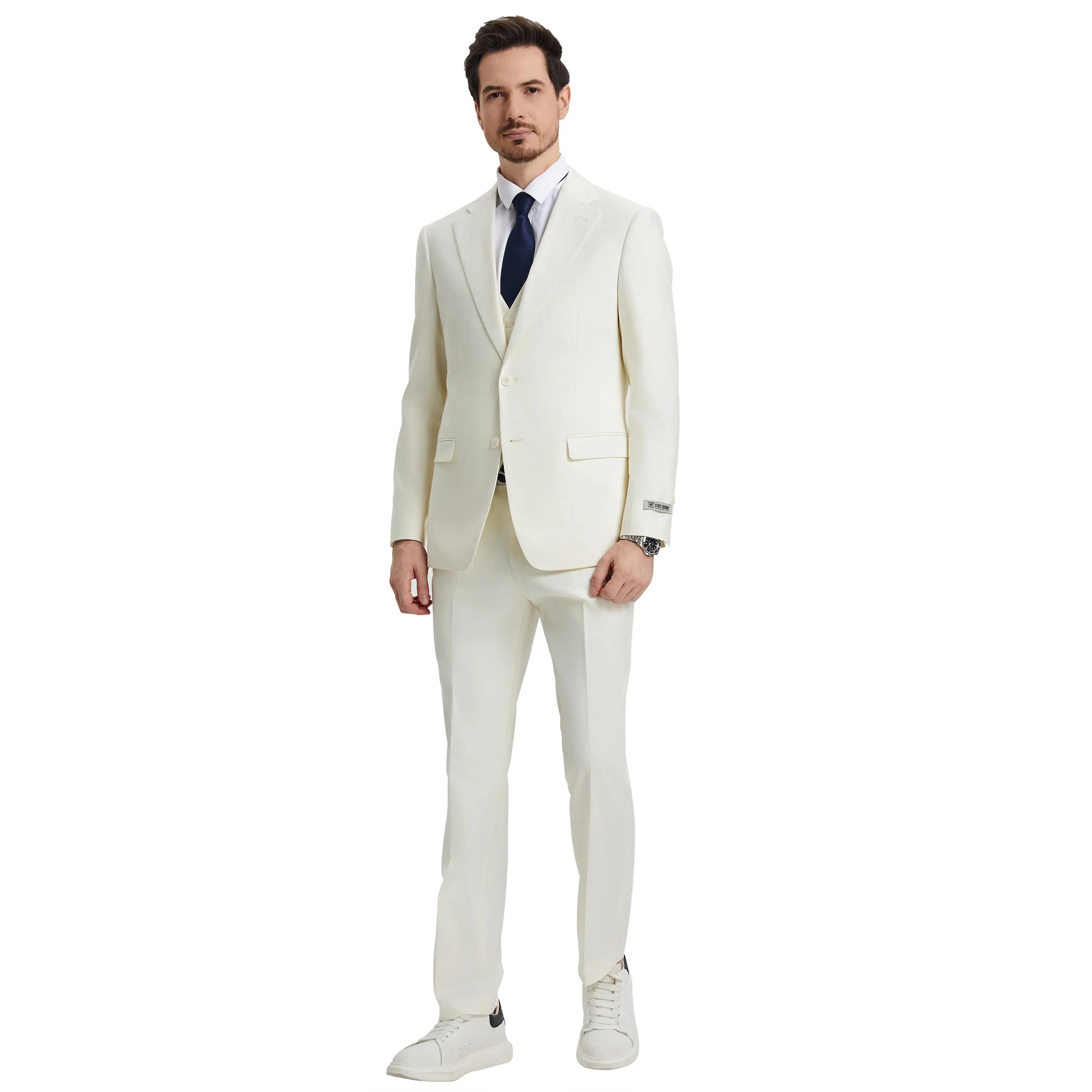 Men's Stacy Adams Hybrid-Fit 3pc Notch Lapel Suit Set, Jacket Vest and Pants Stacy Adams