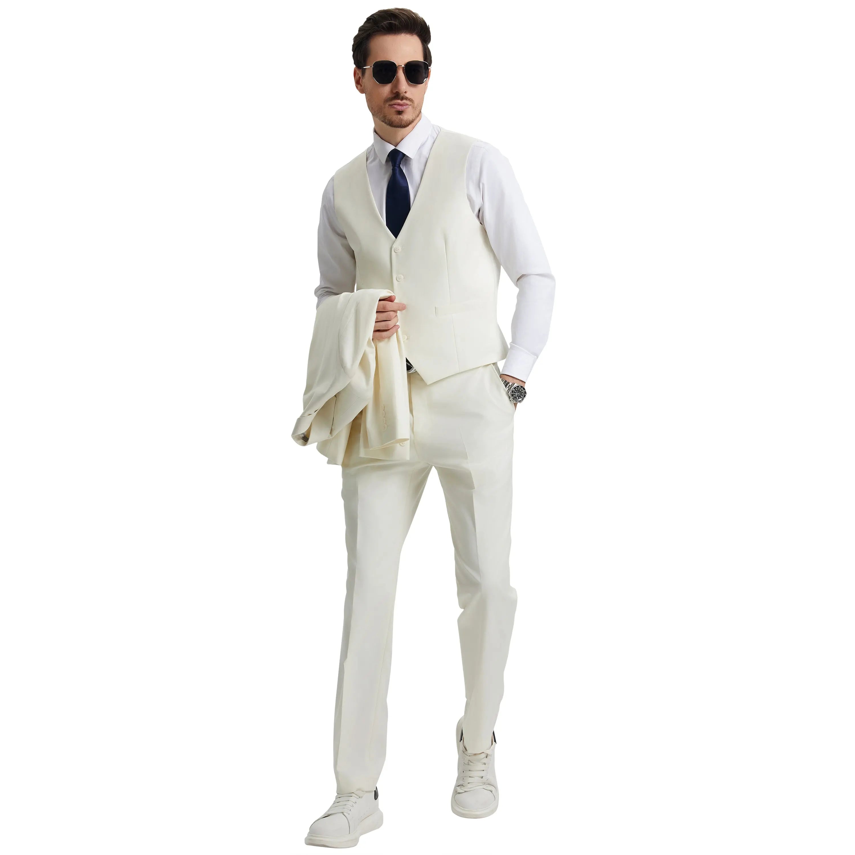 Men's Stacy Adams Hybrid-Fit 3pc Notch Lapel Suit Set, Jacket Vest and Pants Stacy Adams