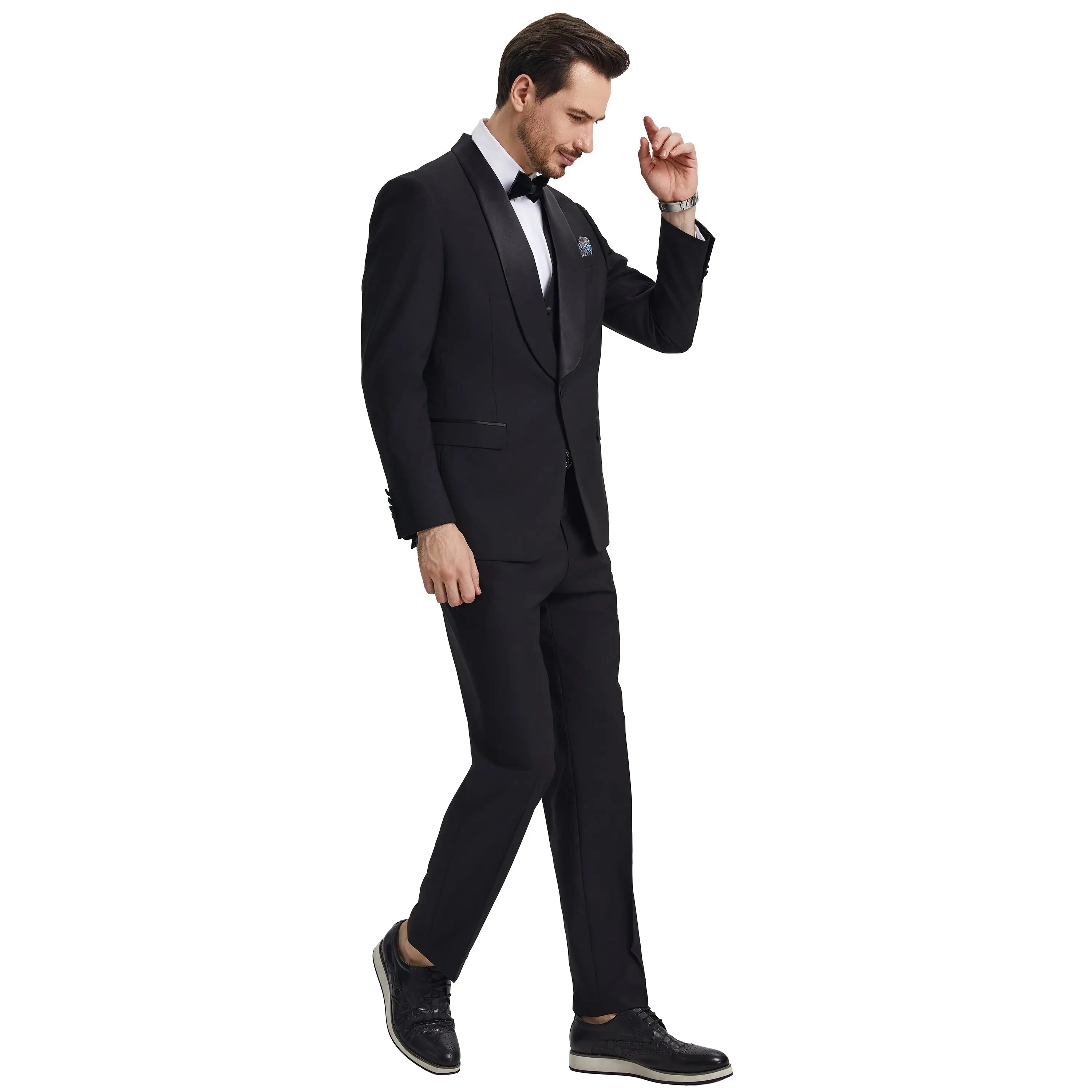 Men's Stacy Adams Hybrid-Fit 3-Piece Tuxedo Set | Shawl Collar Jacket, Vest & Pants Stacy Adams